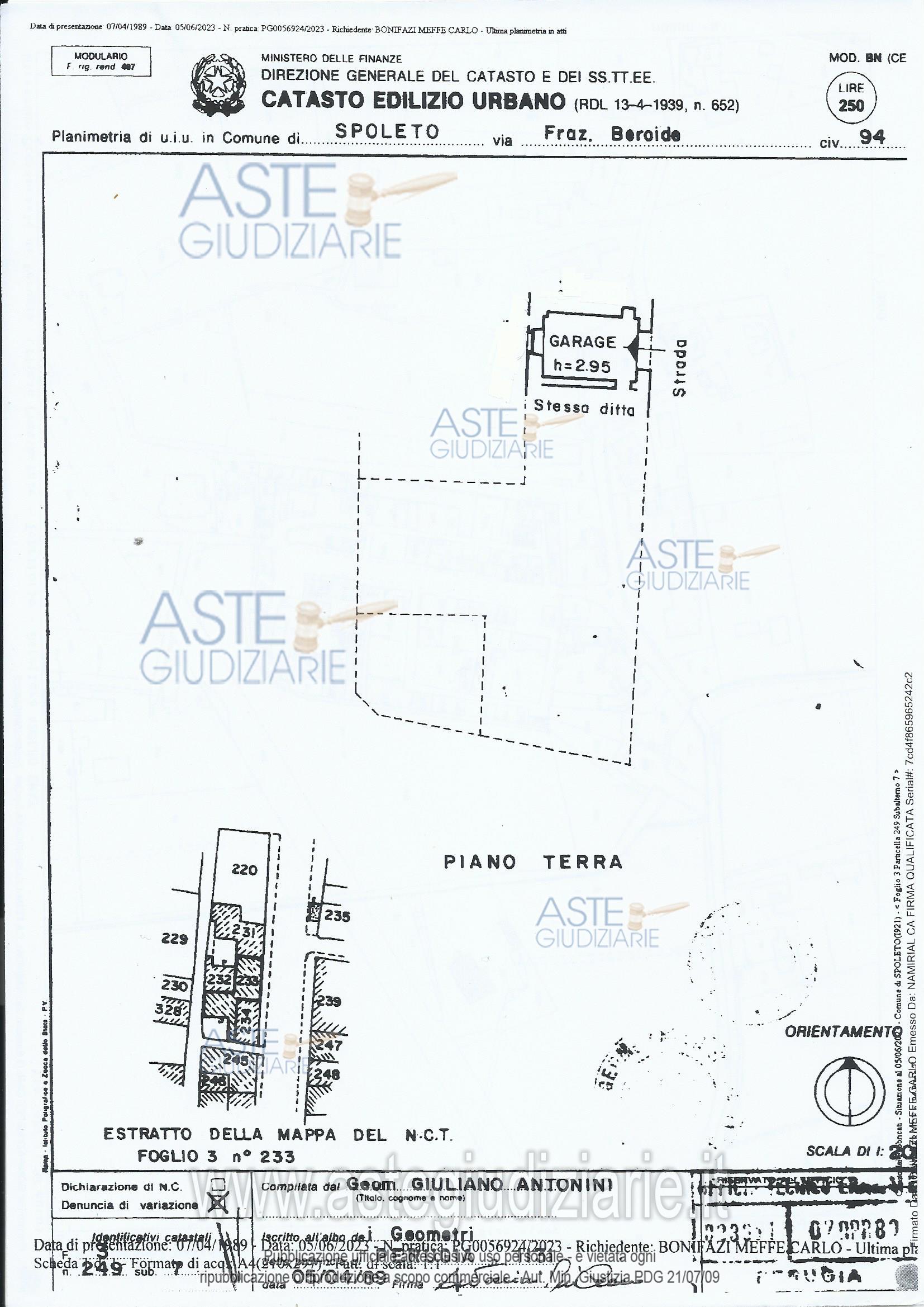 Planimetria del bene