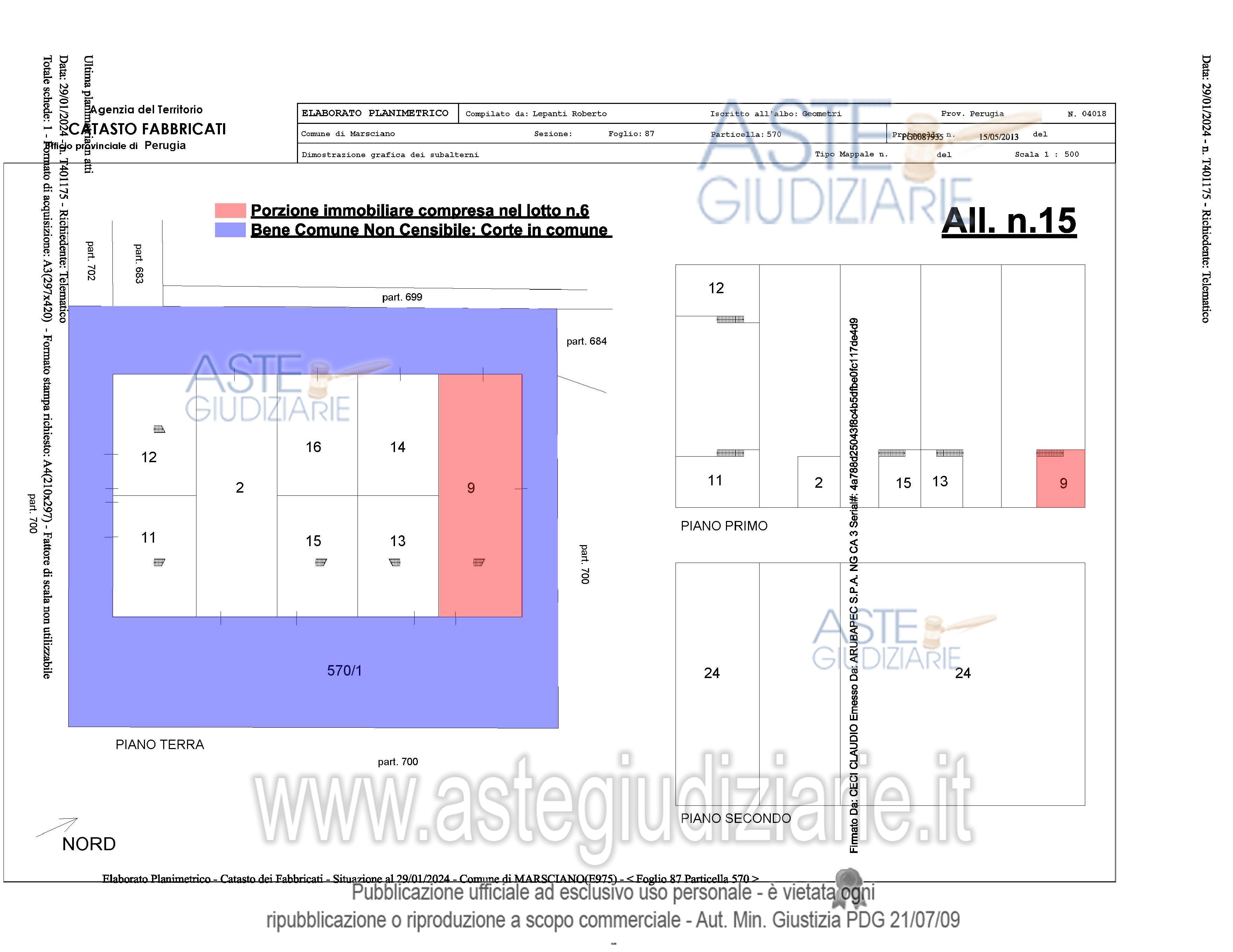 Planimetria del bene