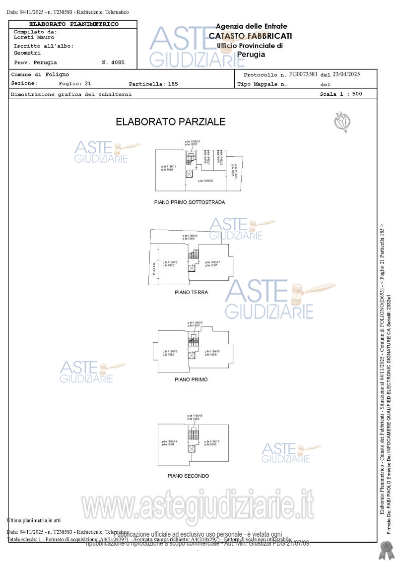 Planimetria del bene