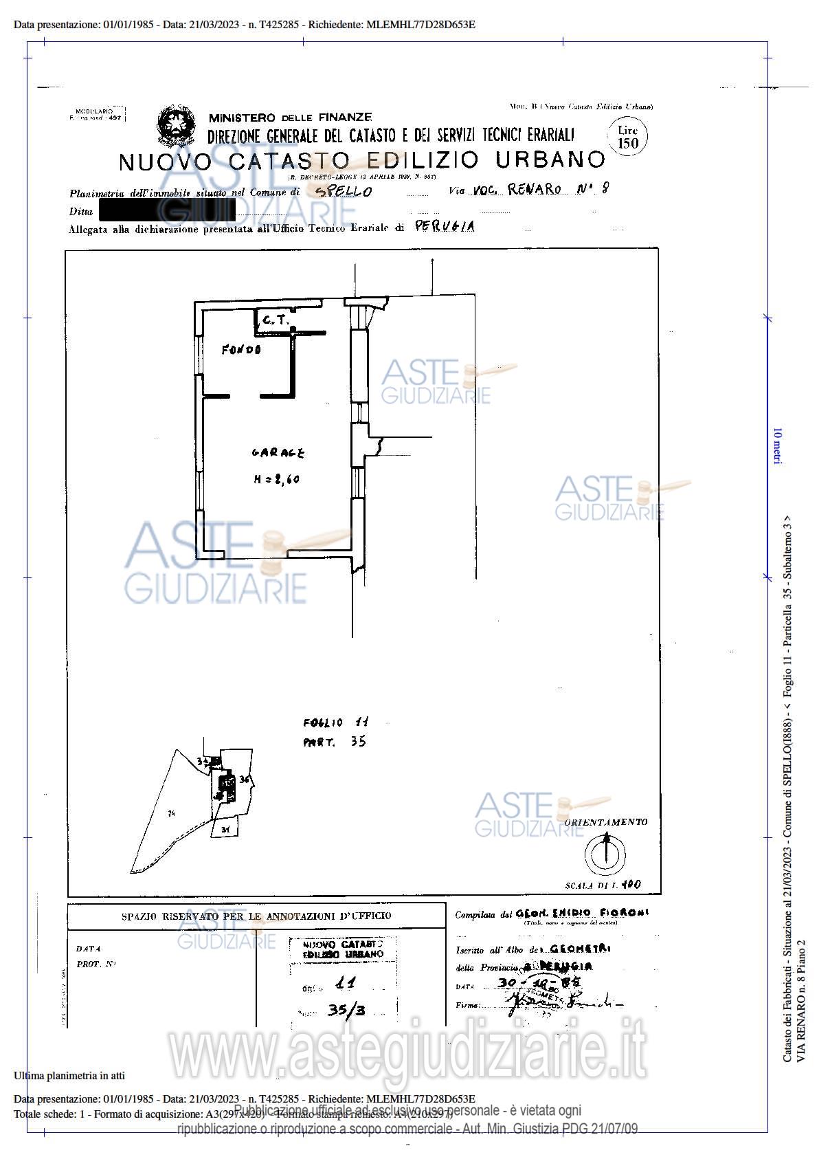 Planimetria del bene