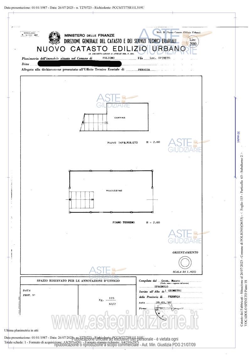 Planimetria del bene