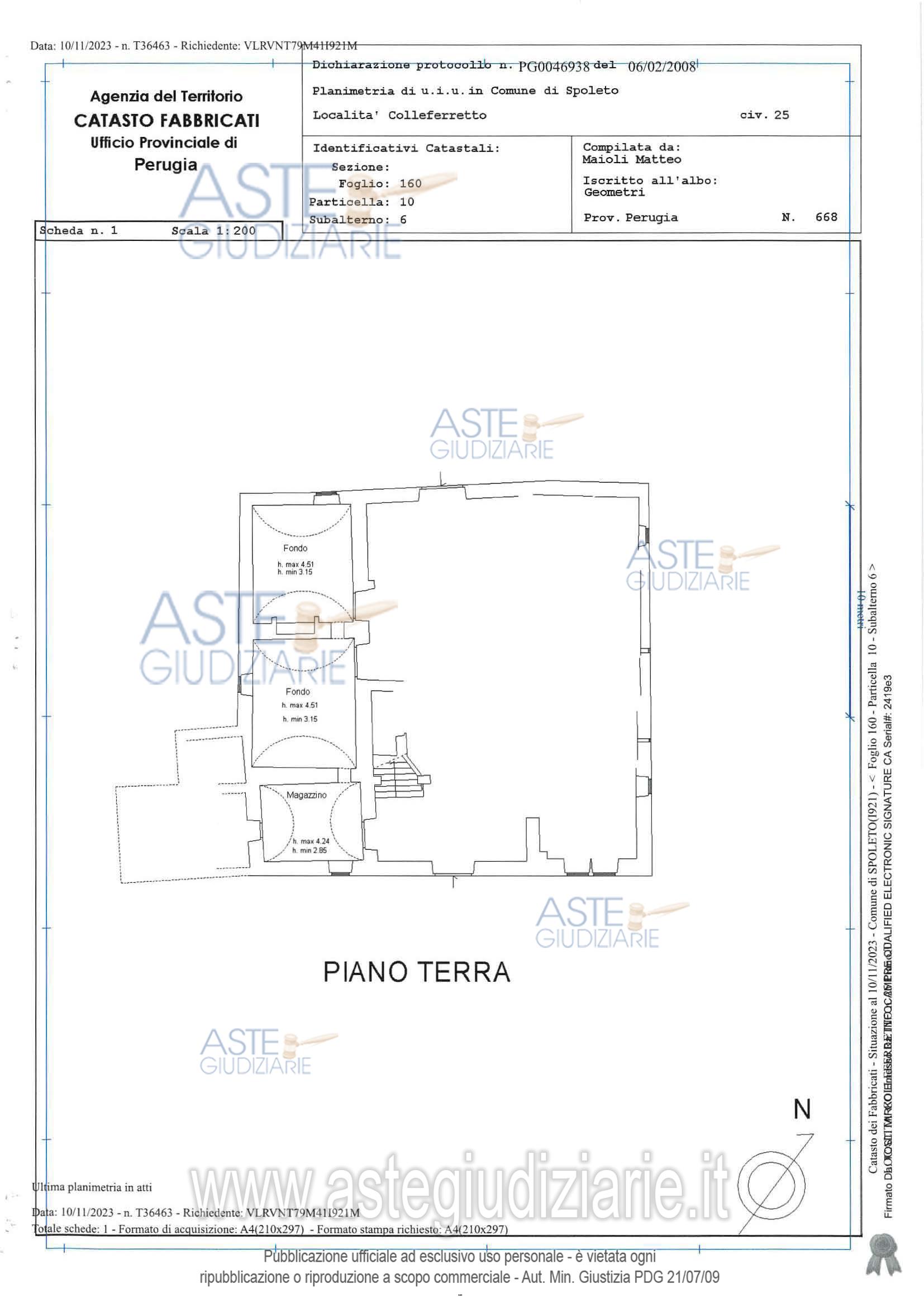 Planimetria del bene