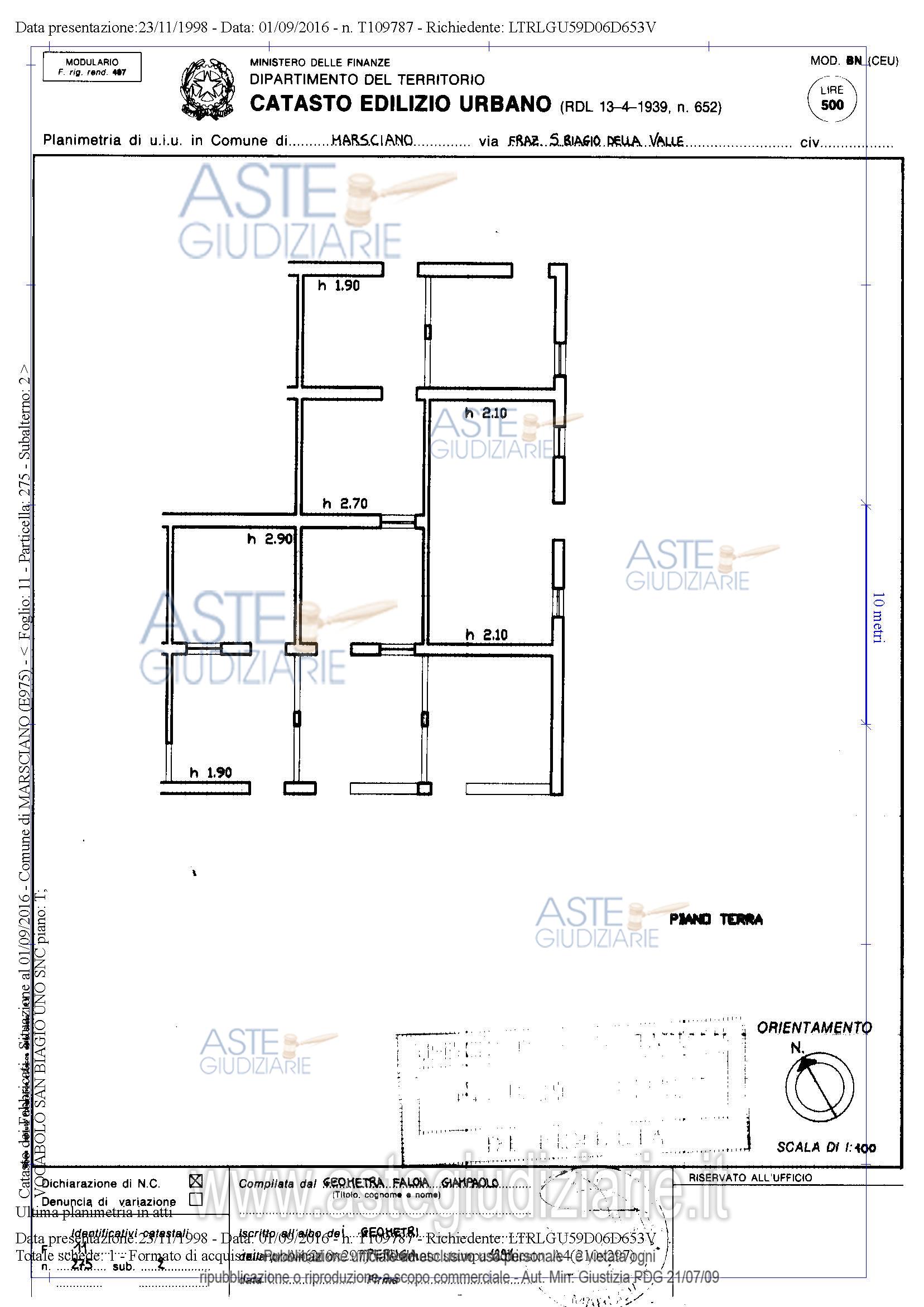 Planimetria del bene