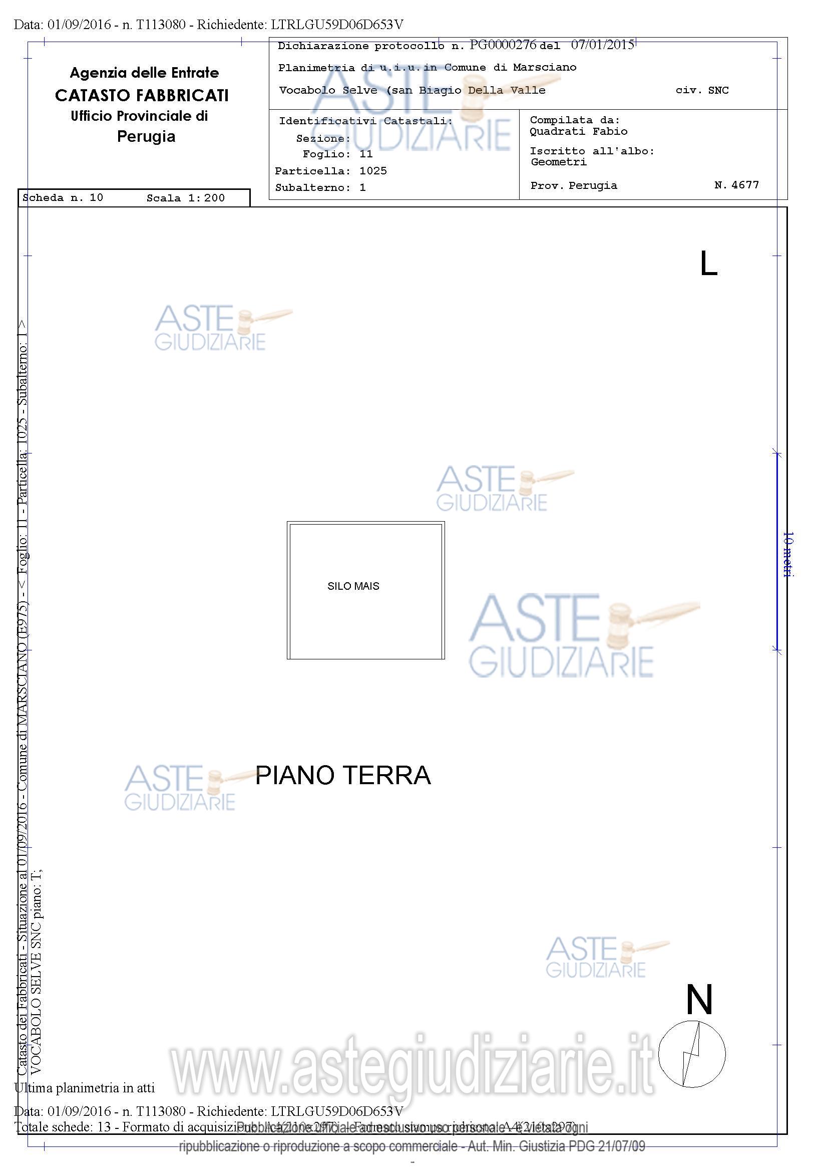 Planimetria del bene