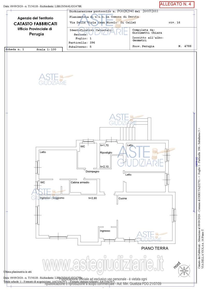 Planimetria del bene
