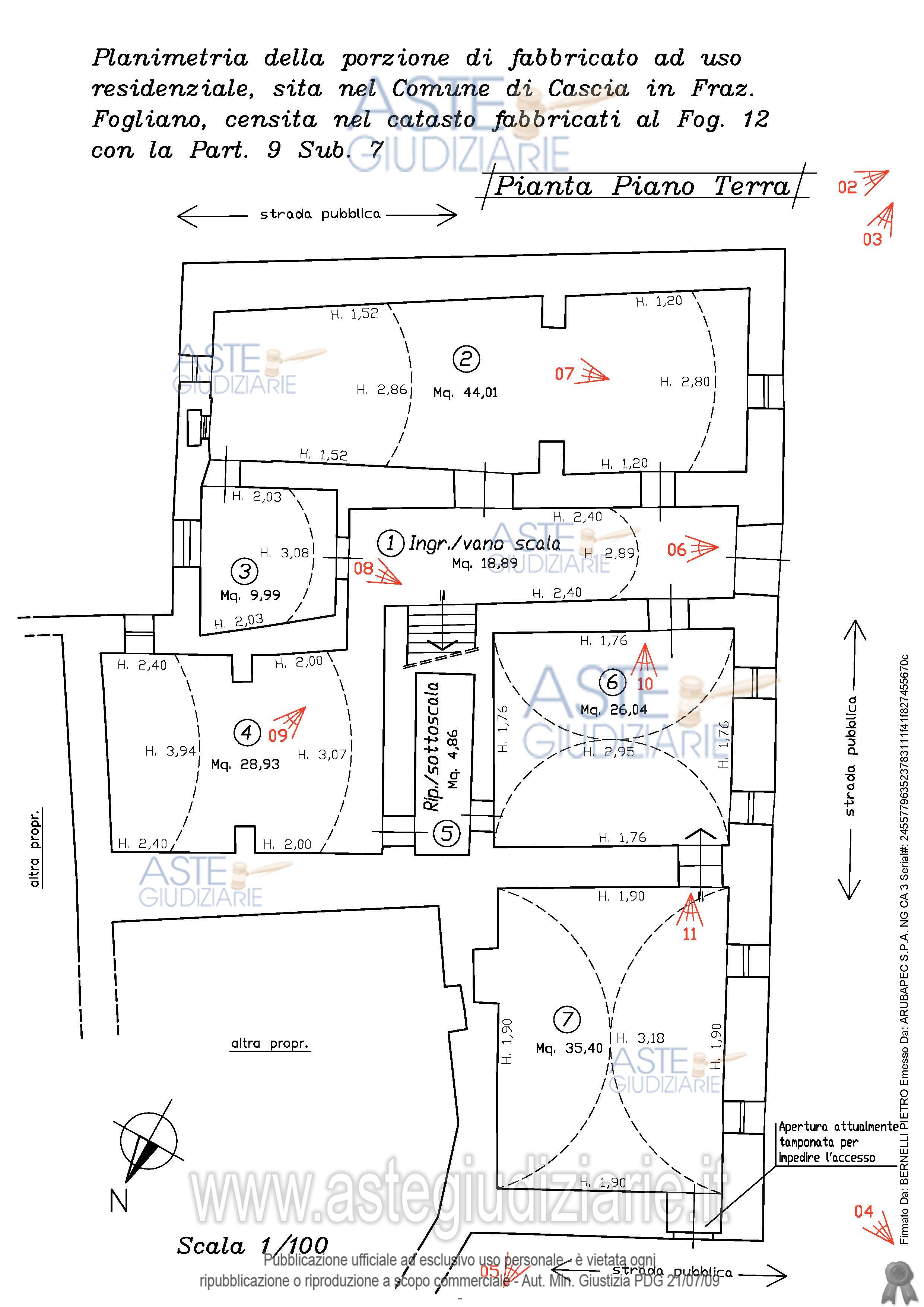 Planimetria del bene