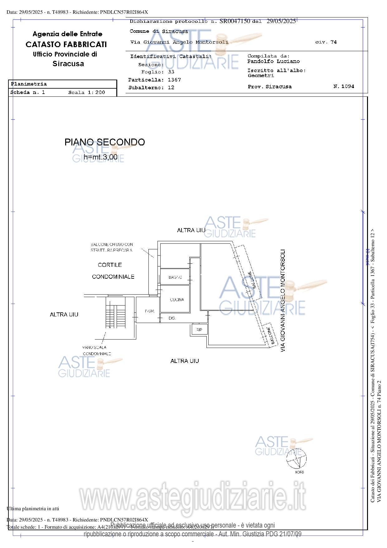 Planimetria del bene