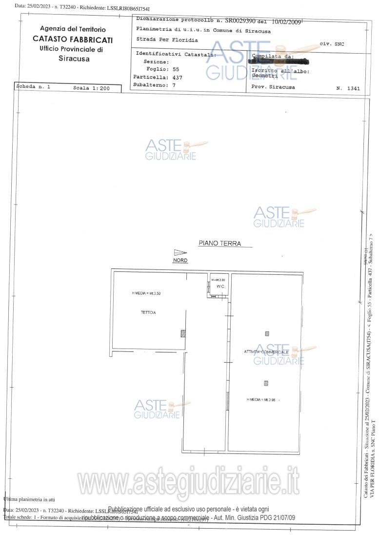 Planimetria del bene
