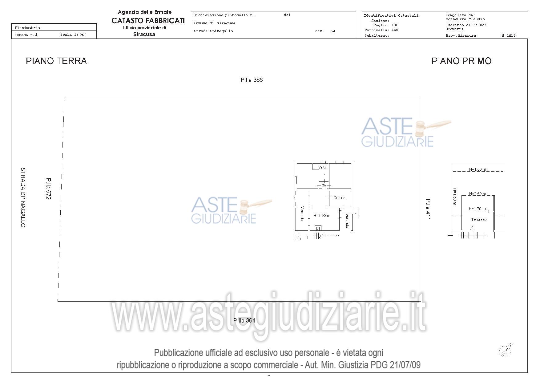 Planimetria del bene