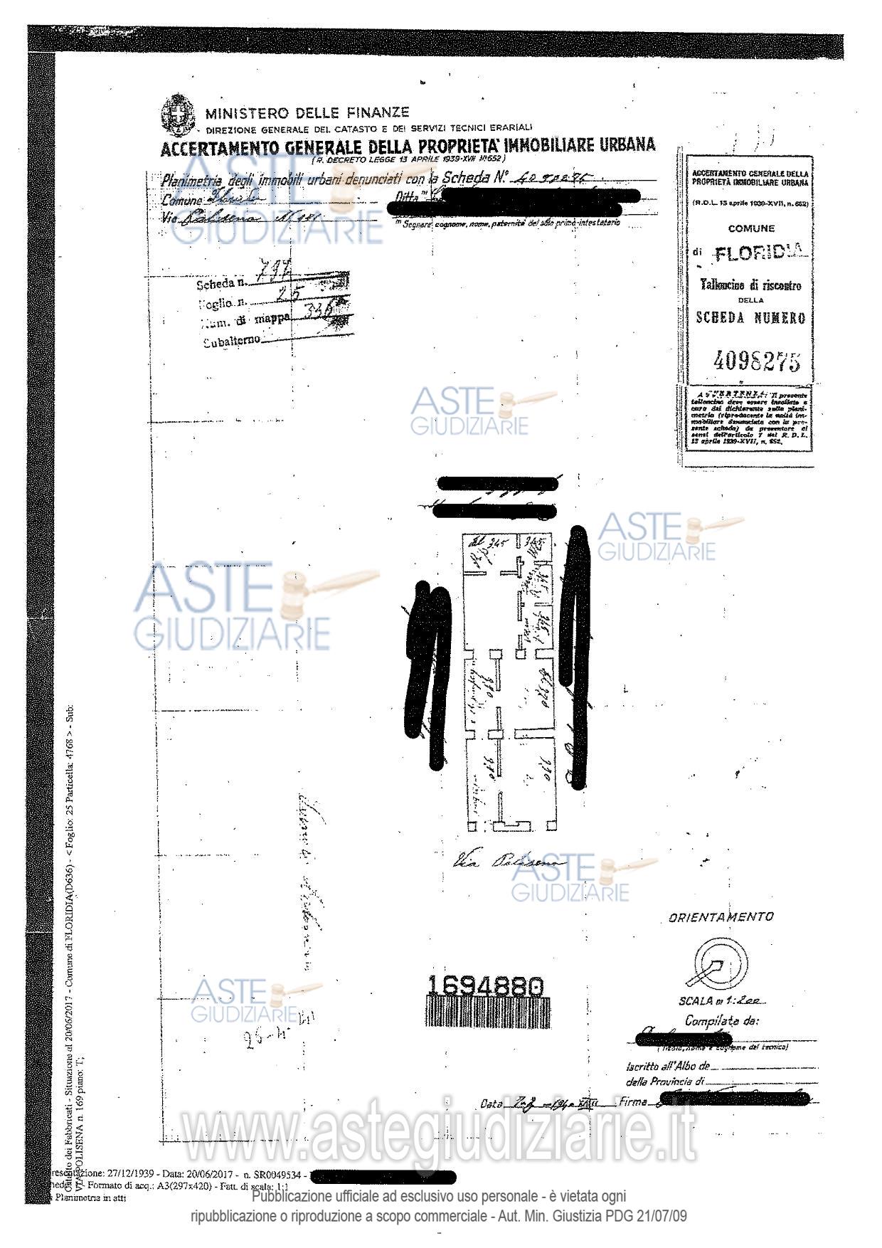 Planimetria del bene