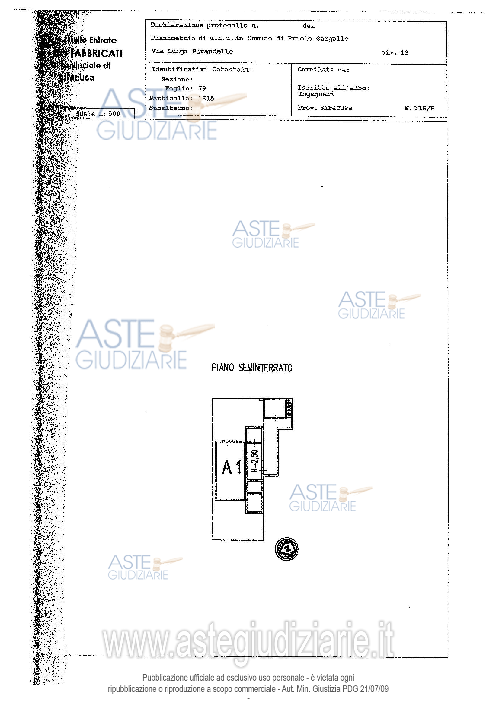 Planimetria del bene