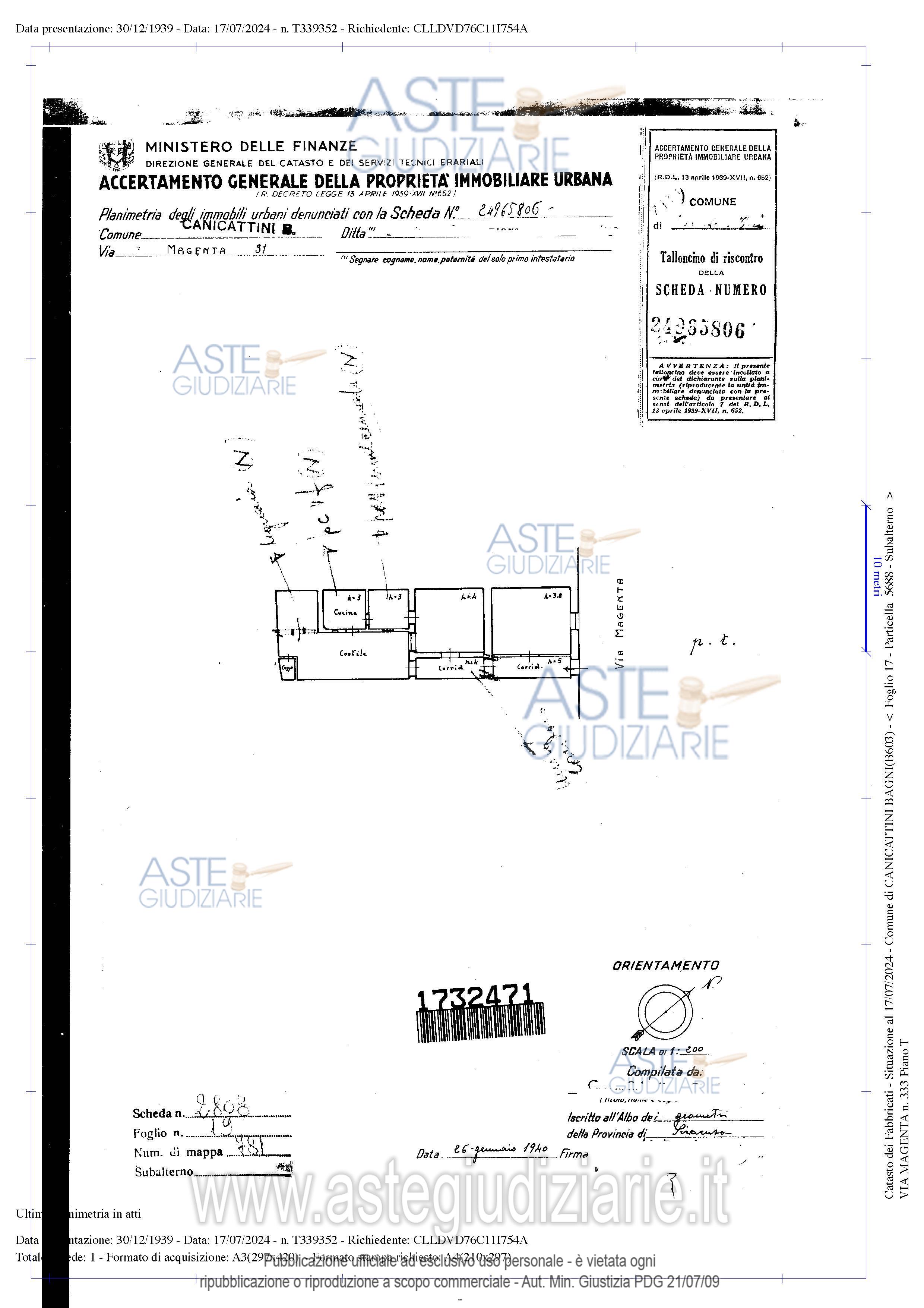Planimetria del bene