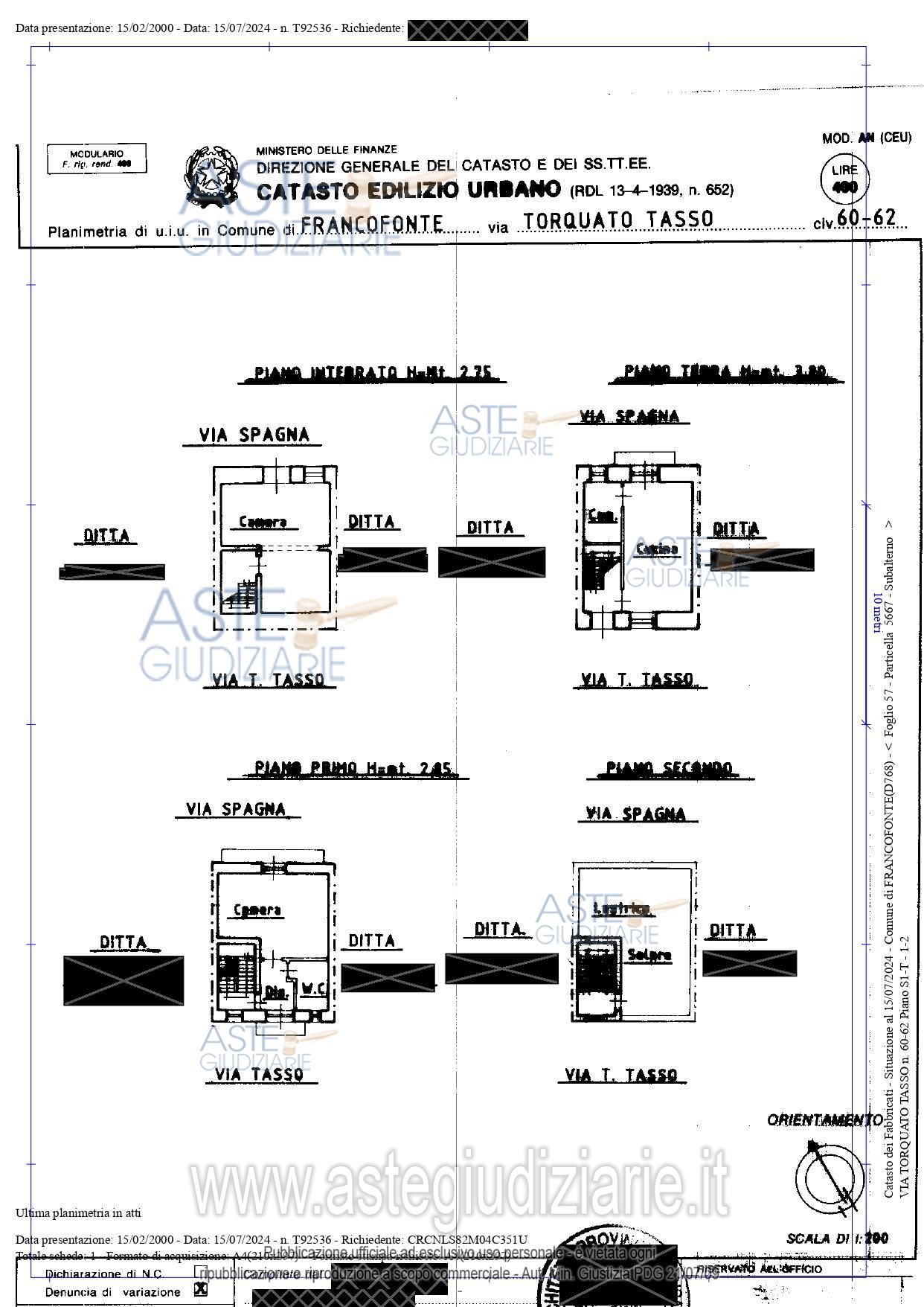 Planimetria del bene