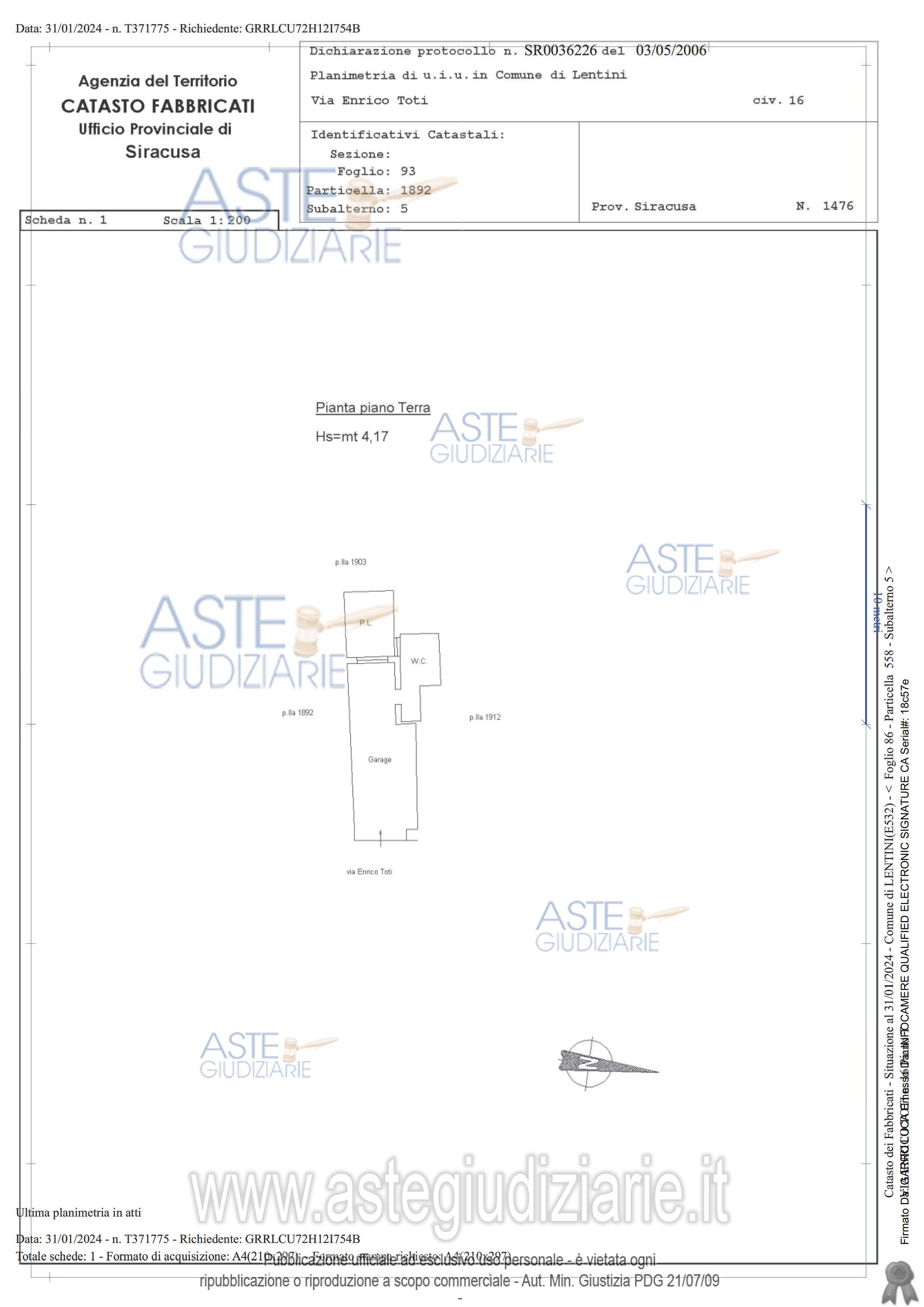 Planimetria del bene