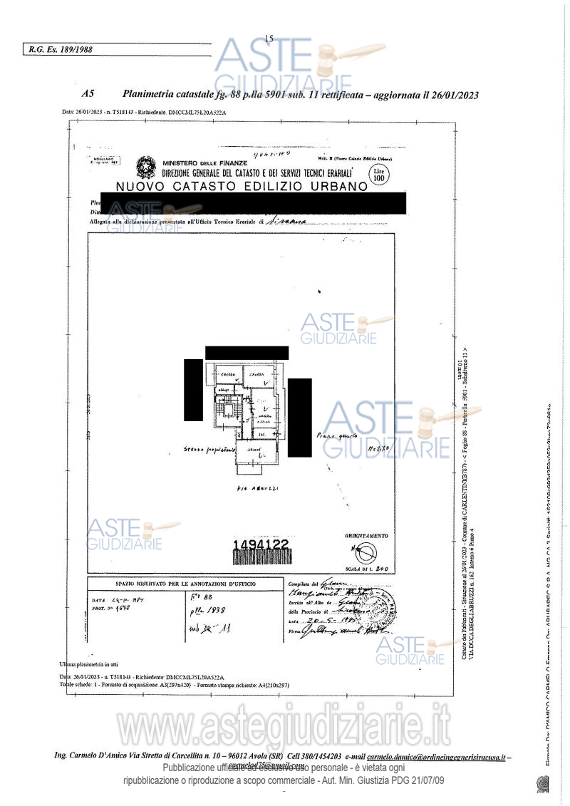 Planimetria del bene