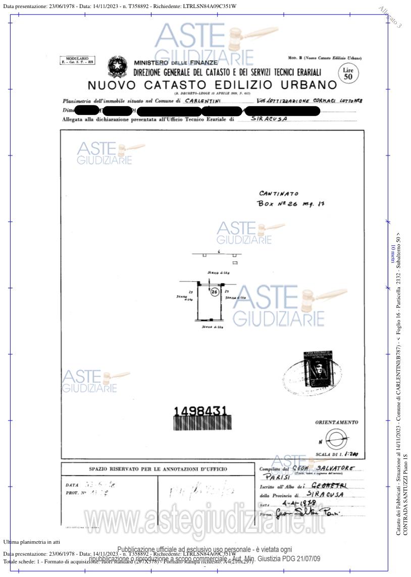 Planimetria del bene
