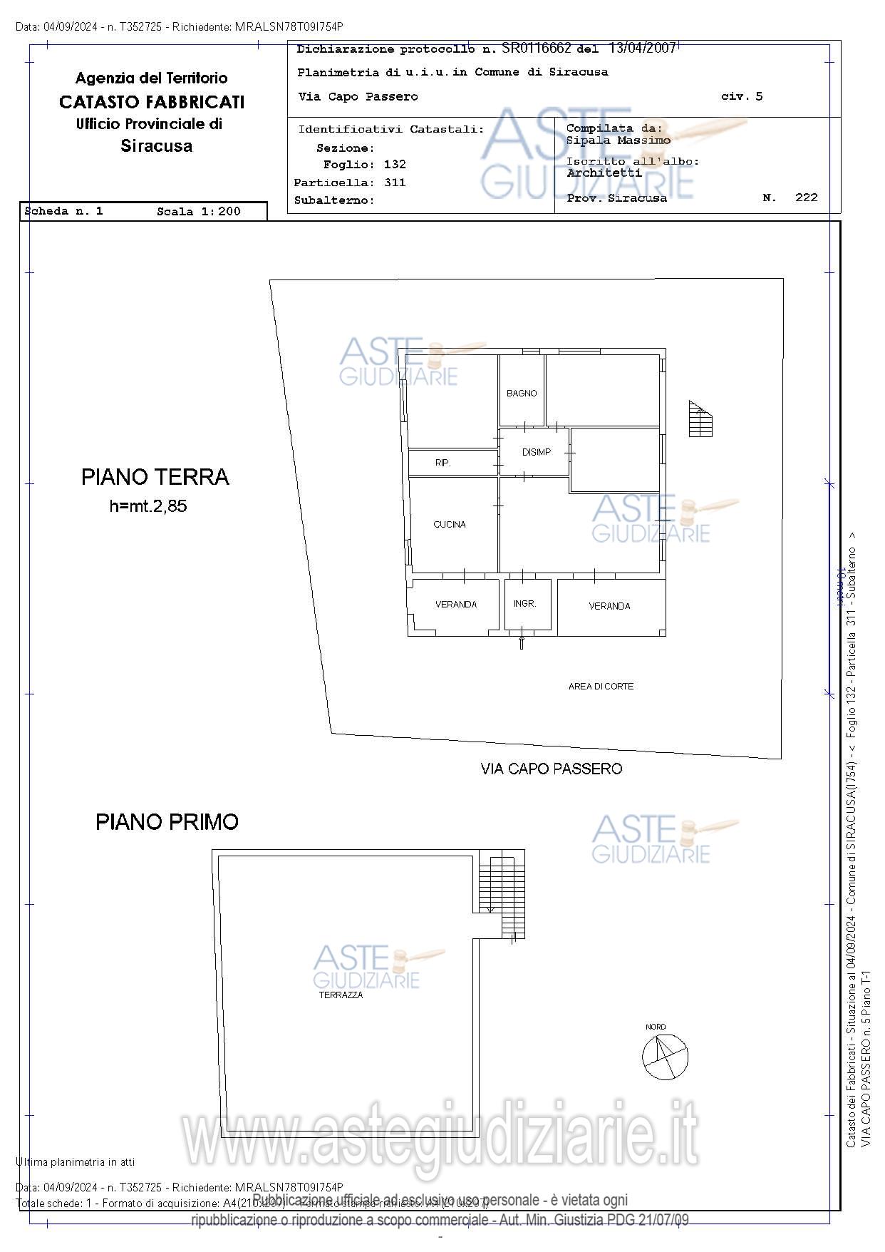 Planimetria del bene