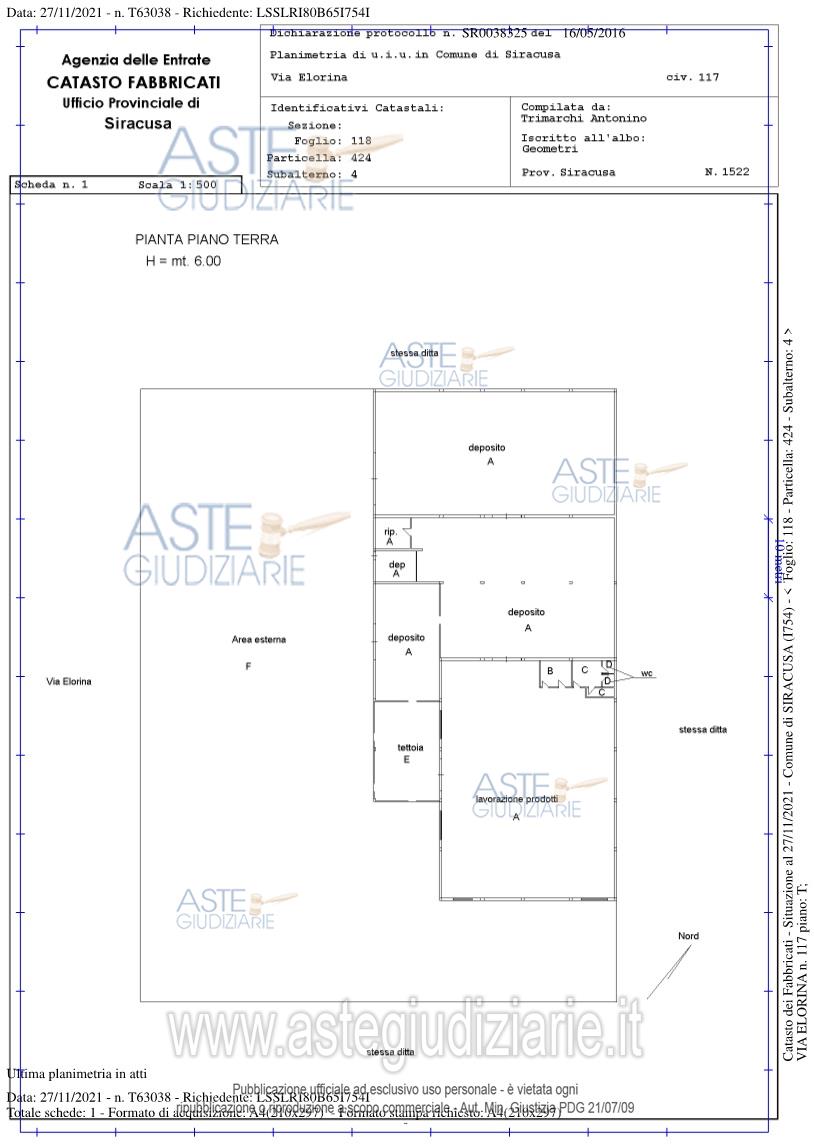 Planimetria del bene