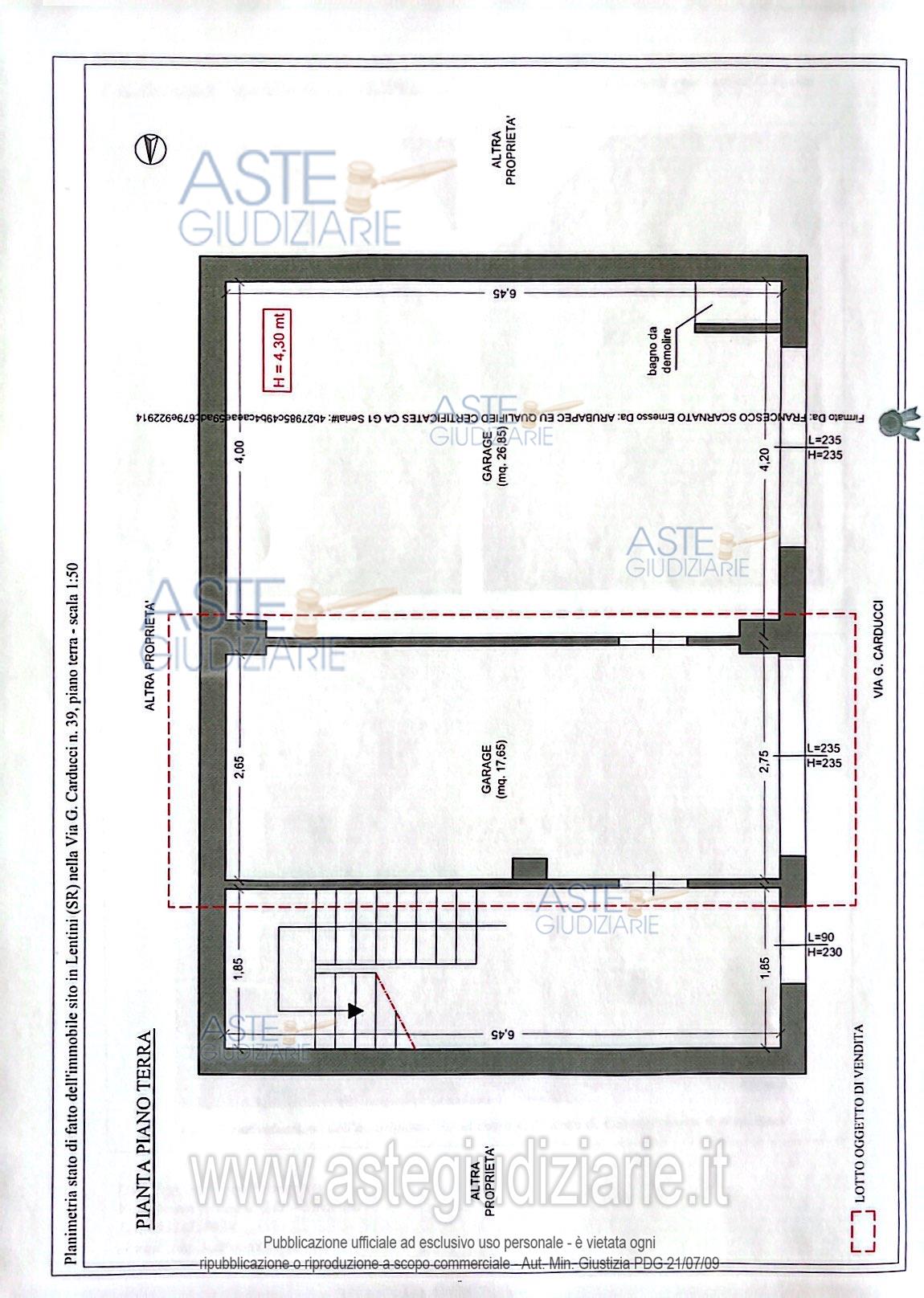Planimetria del bene