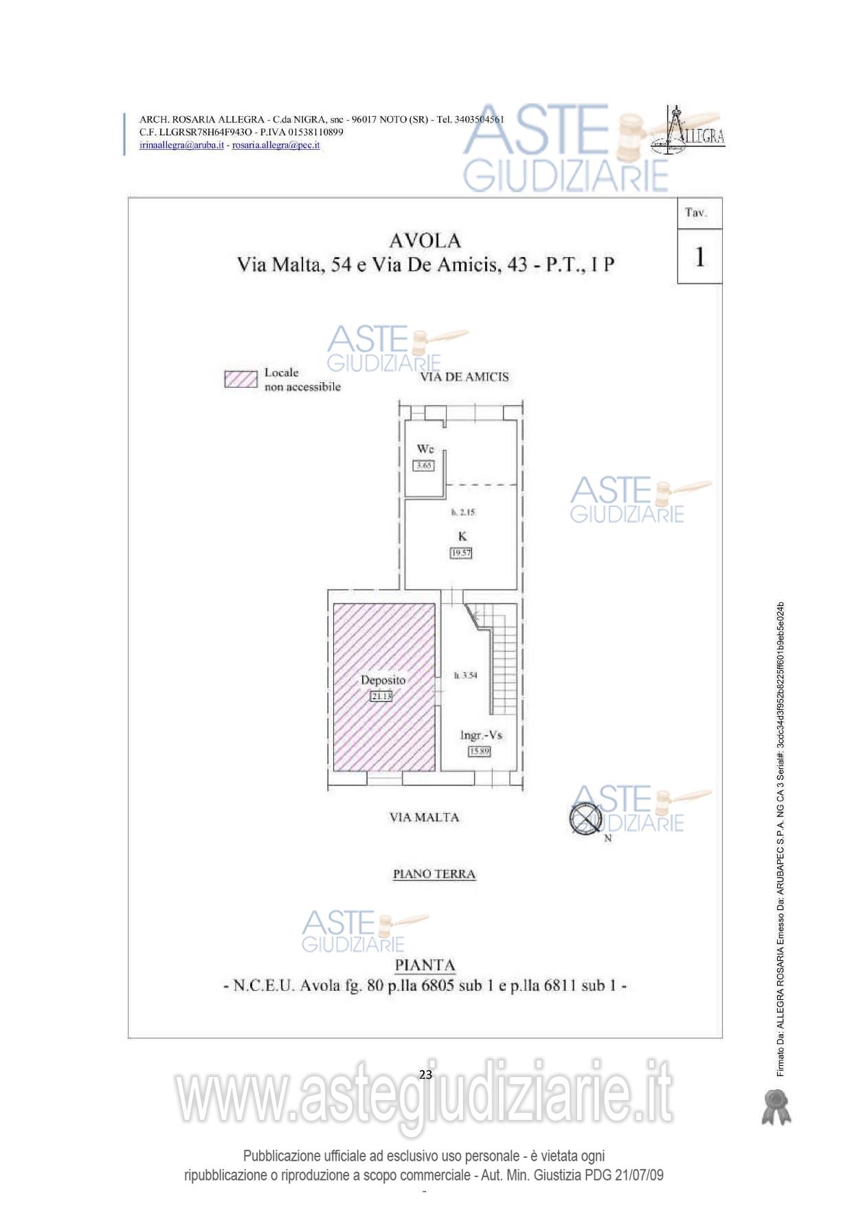 Planimetria del bene