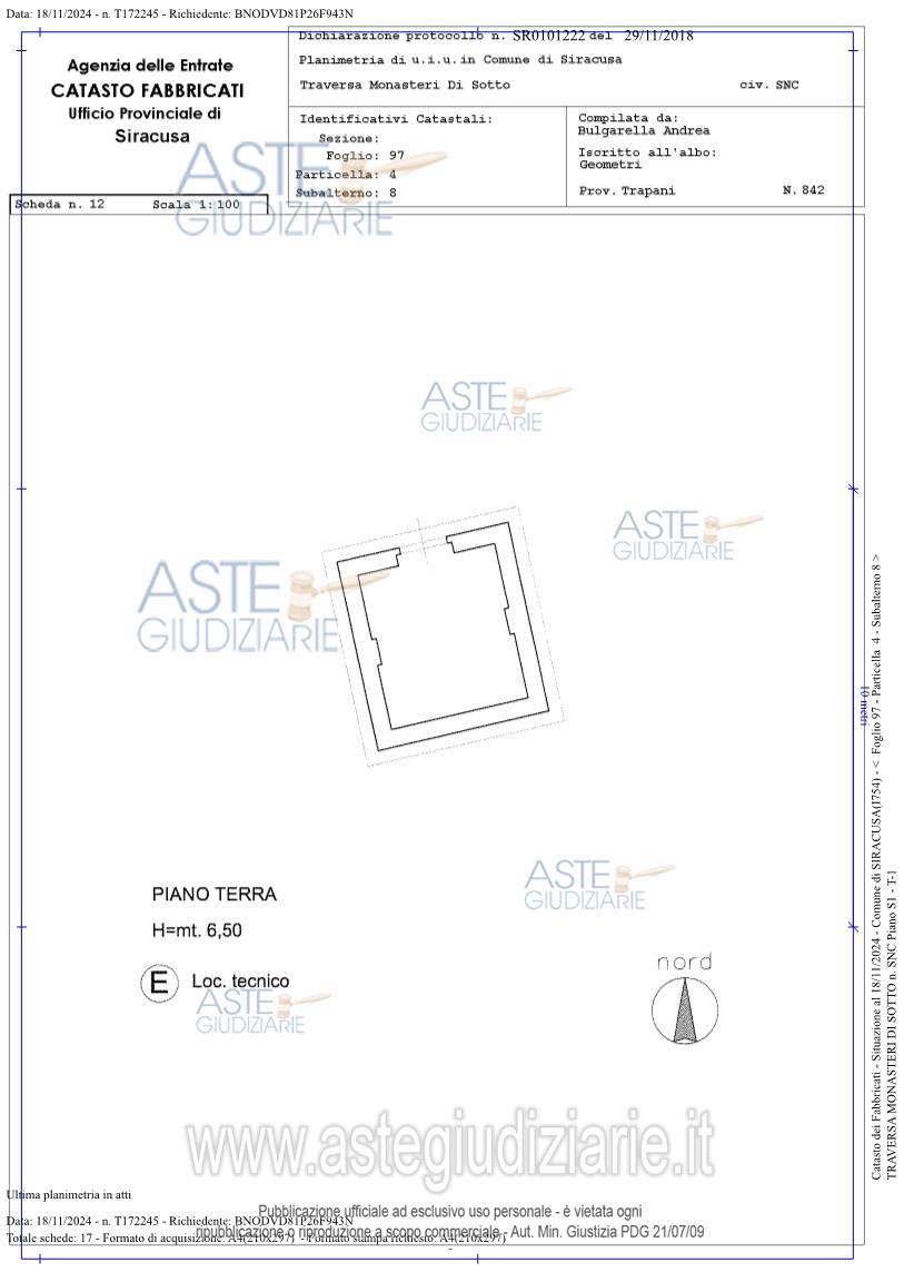 Planimetria del bene