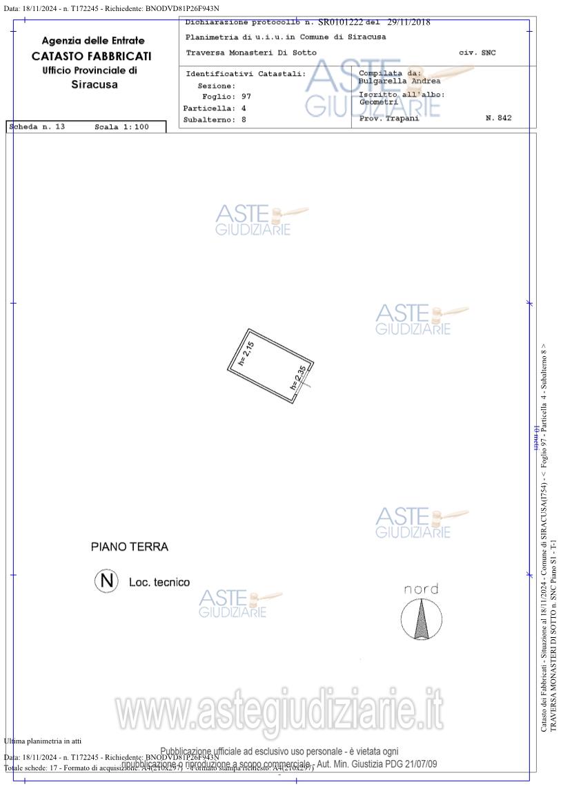 Planimetria del bene