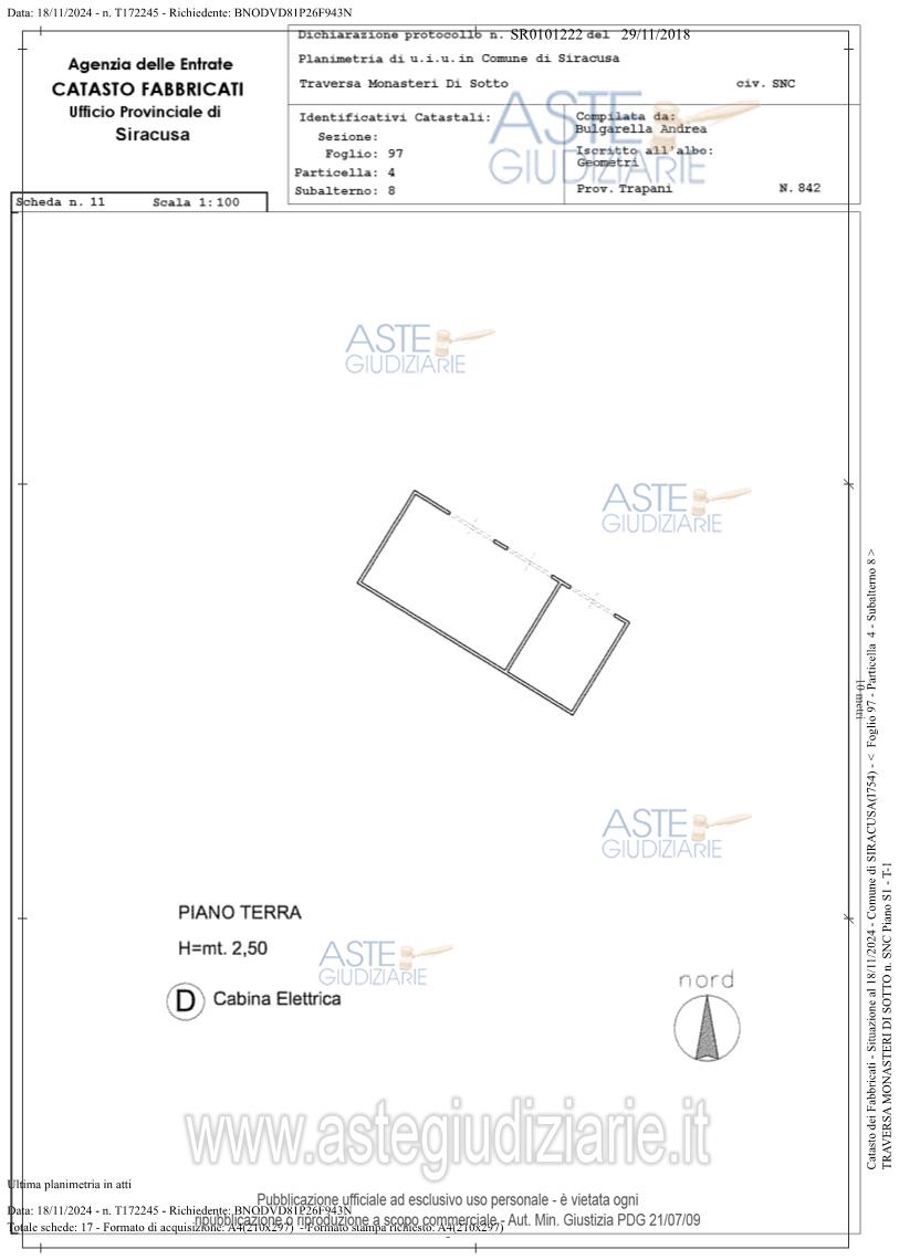 Planimetria del bene
