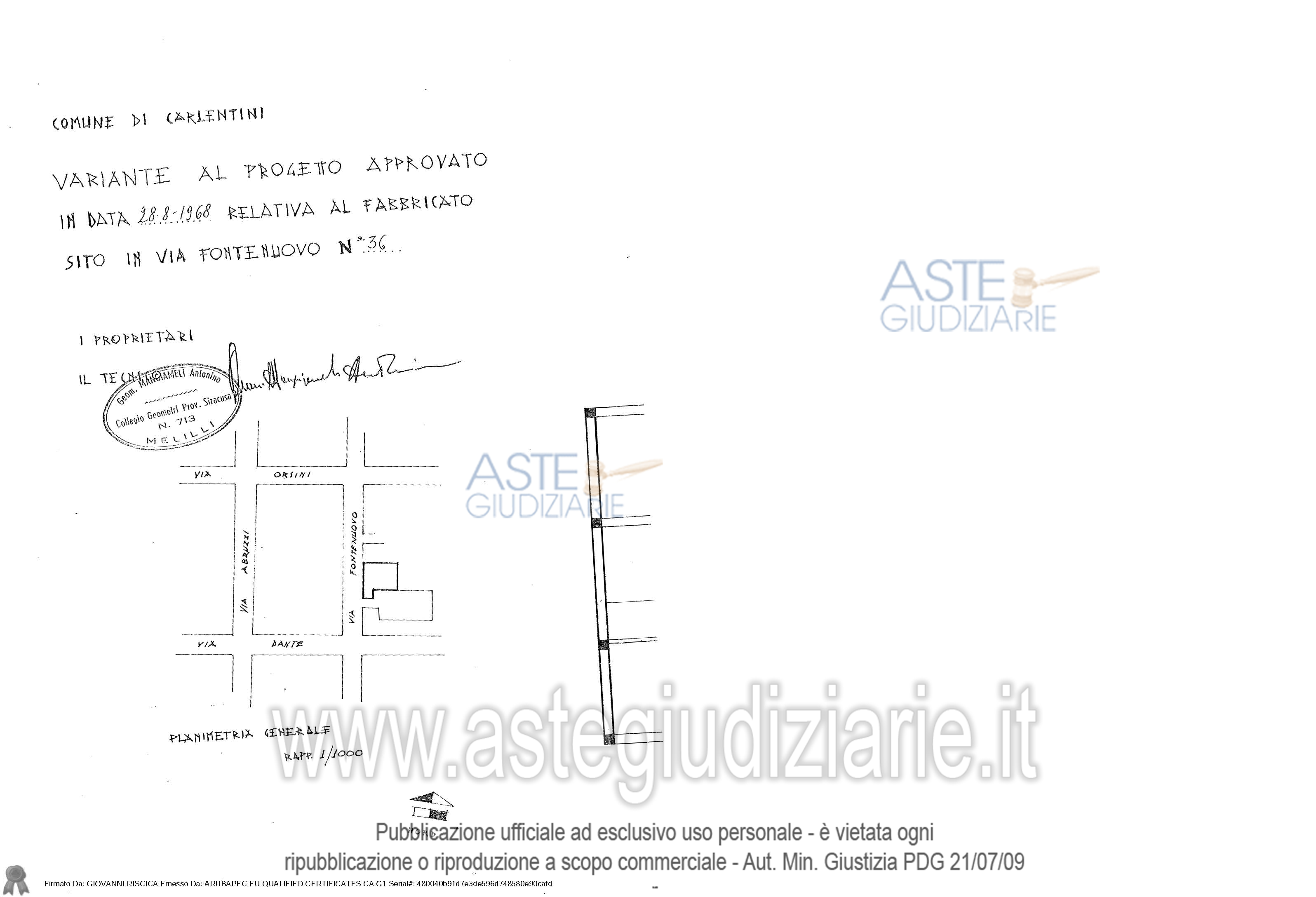 Planimetria del bene