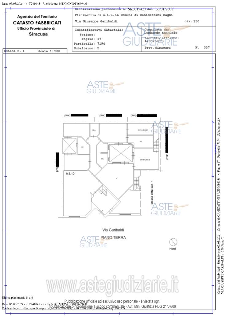 Planimetria del bene