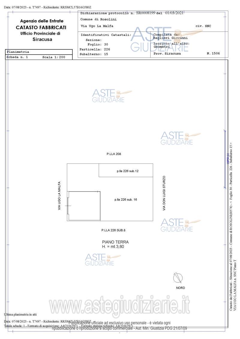 Planimetria del bene