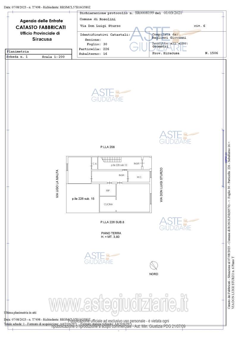 Planimetria del bene