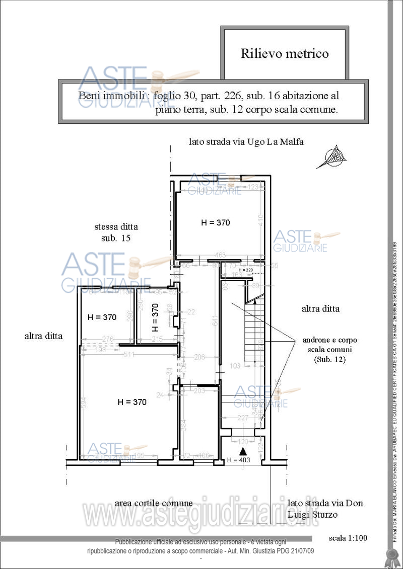 Planimetria del bene