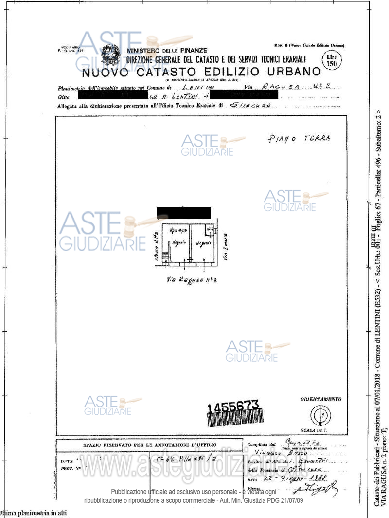 Planimetria del bene