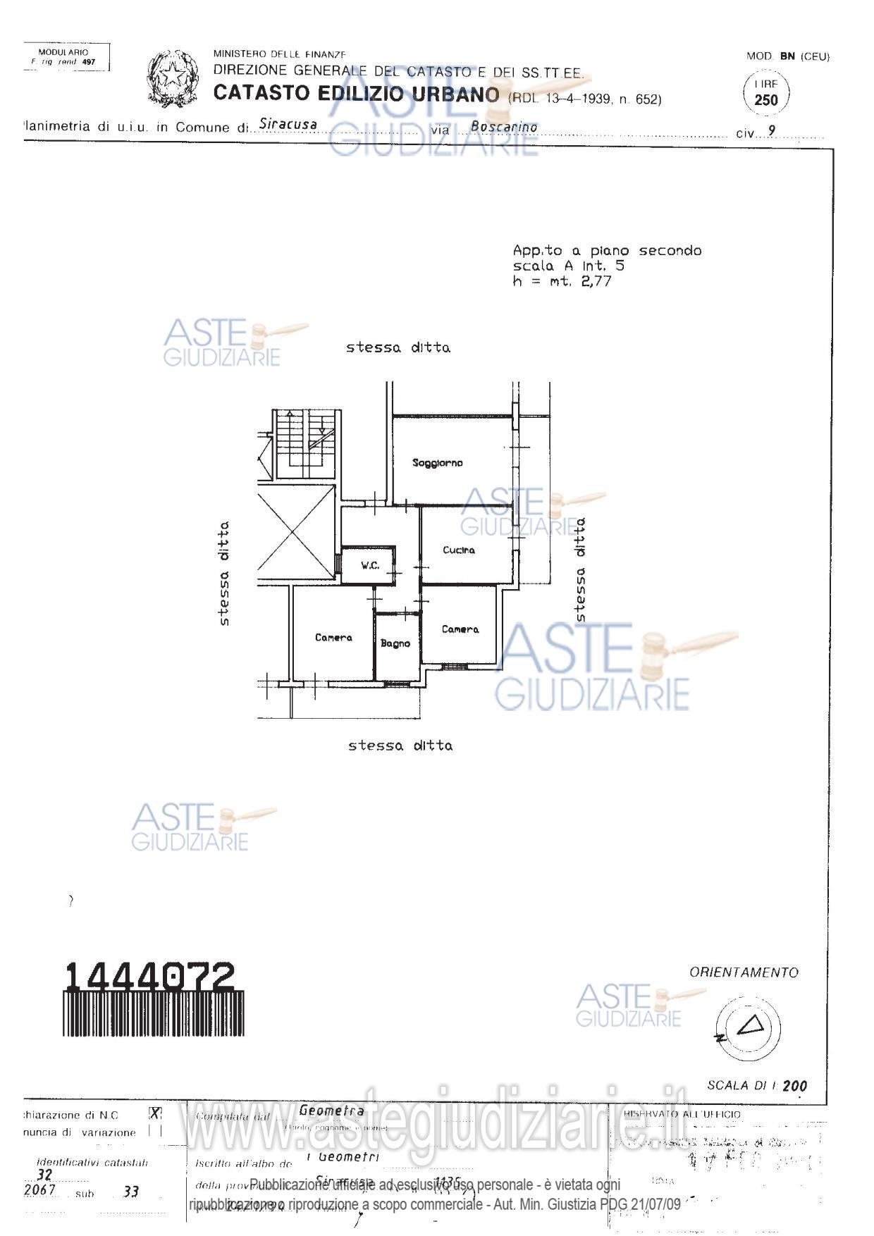 Planimetria del bene