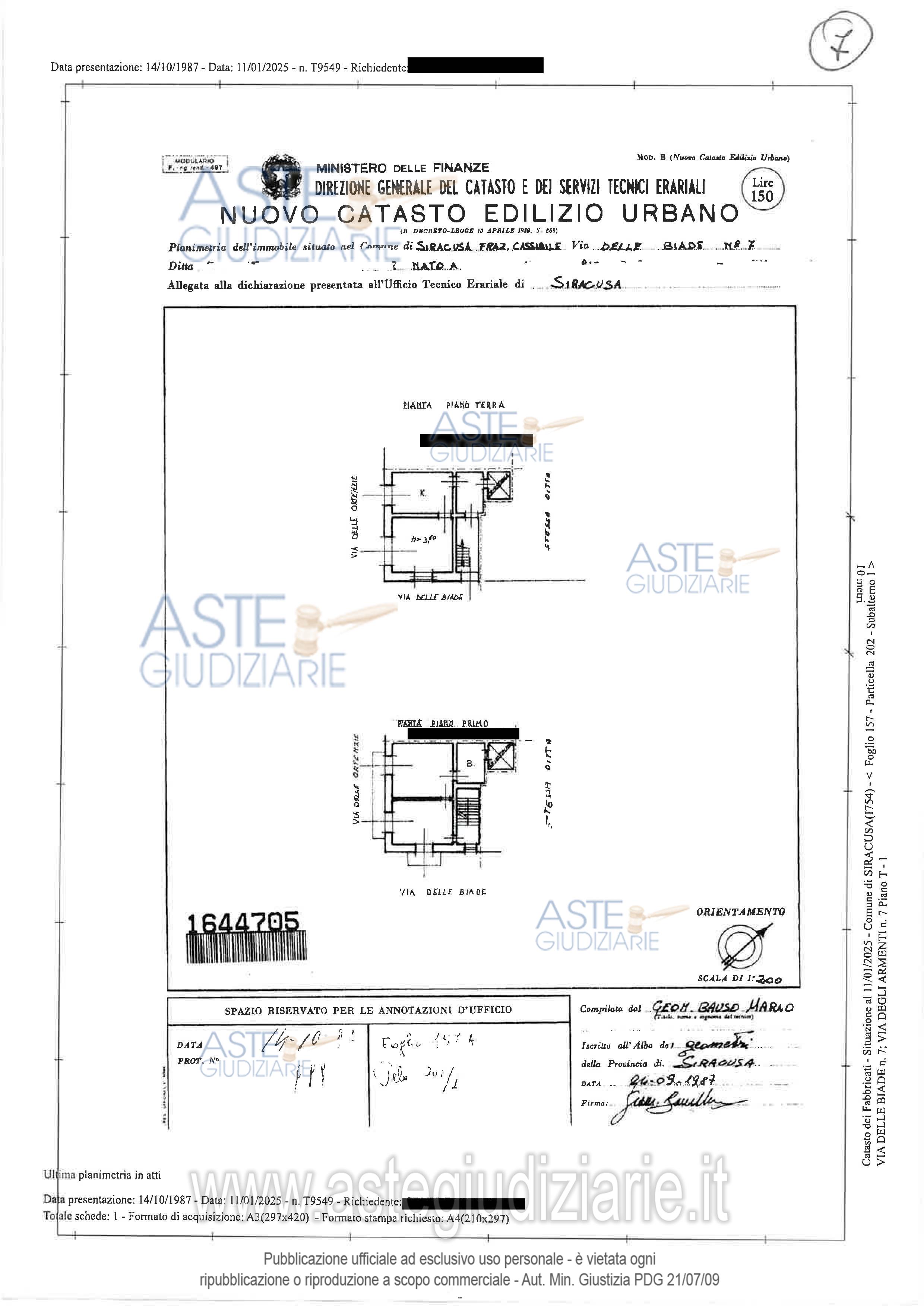 Planimetria del bene