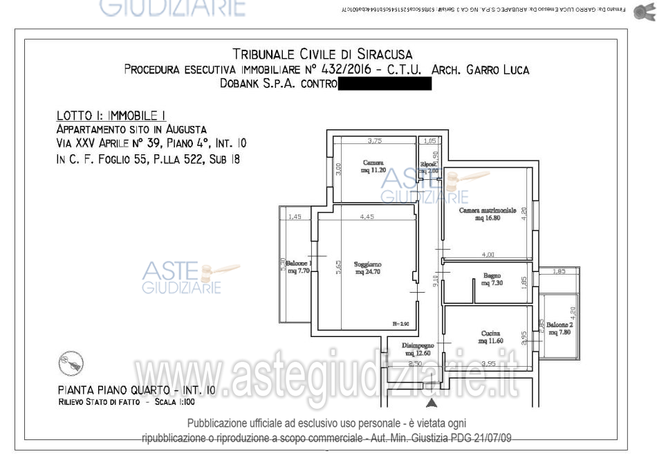 Planimetria del bene