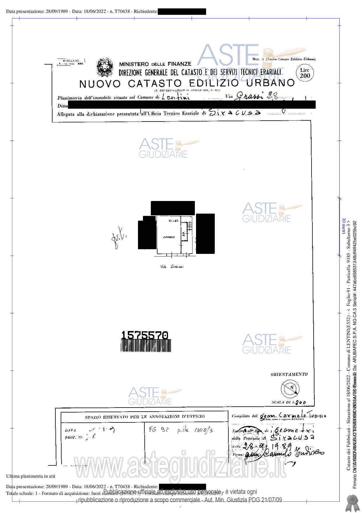 Planimetria del bene