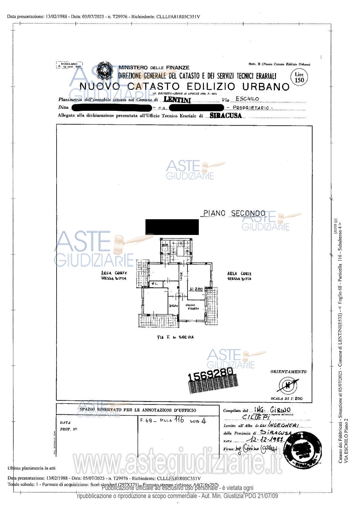 Planimetria del bene