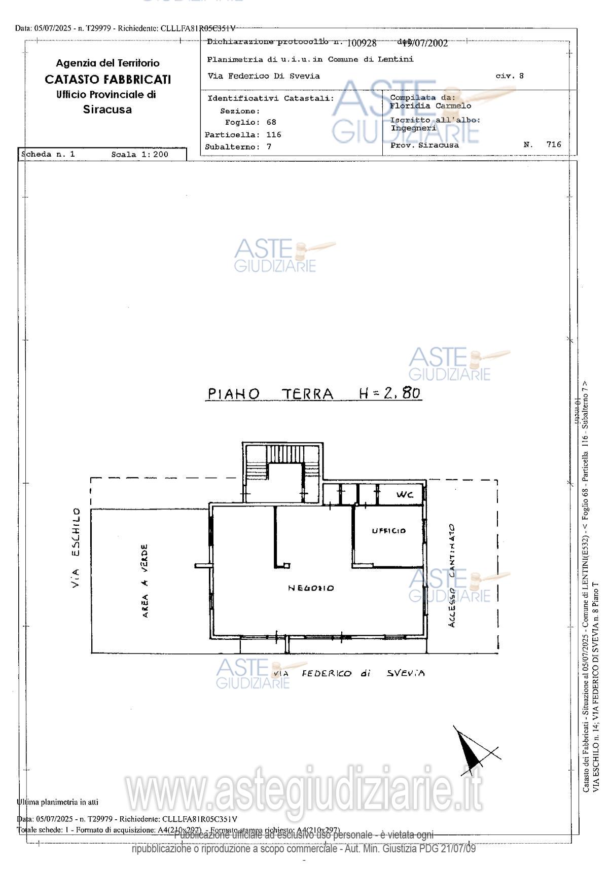Planimetria del bene