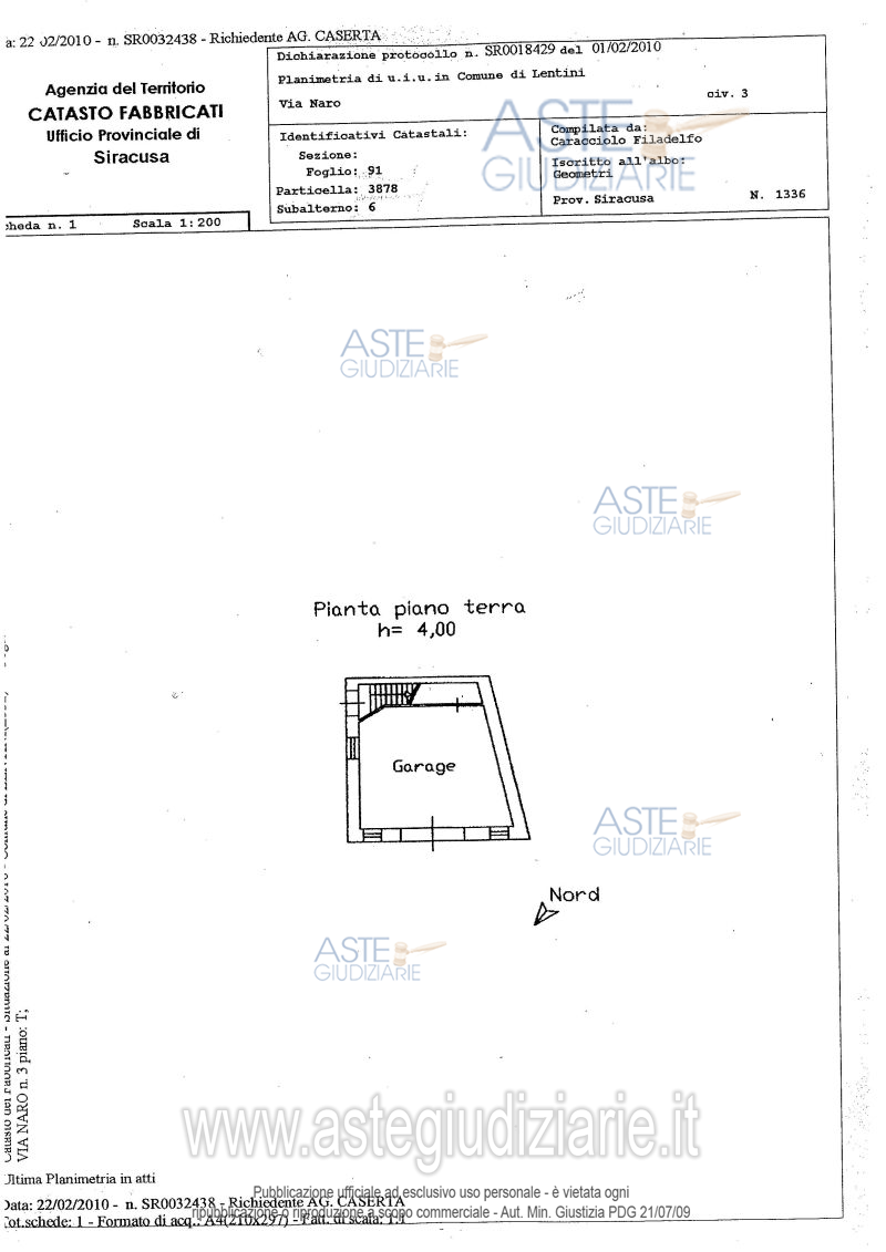 Planimetria del bene