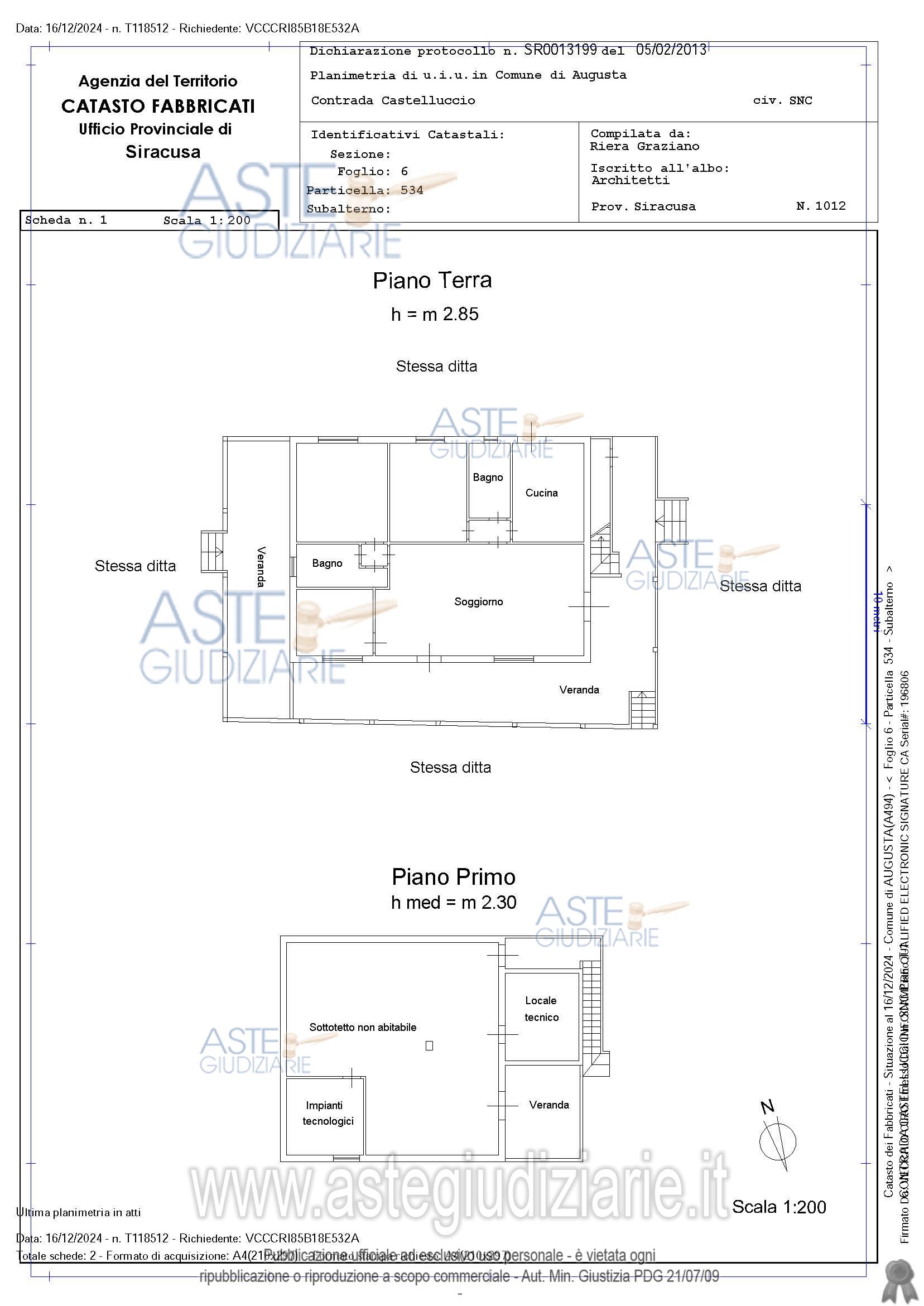Planimetria del bene
