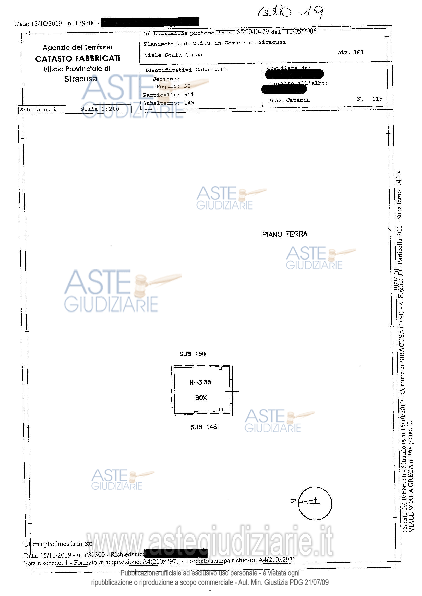 Planimetria del bene