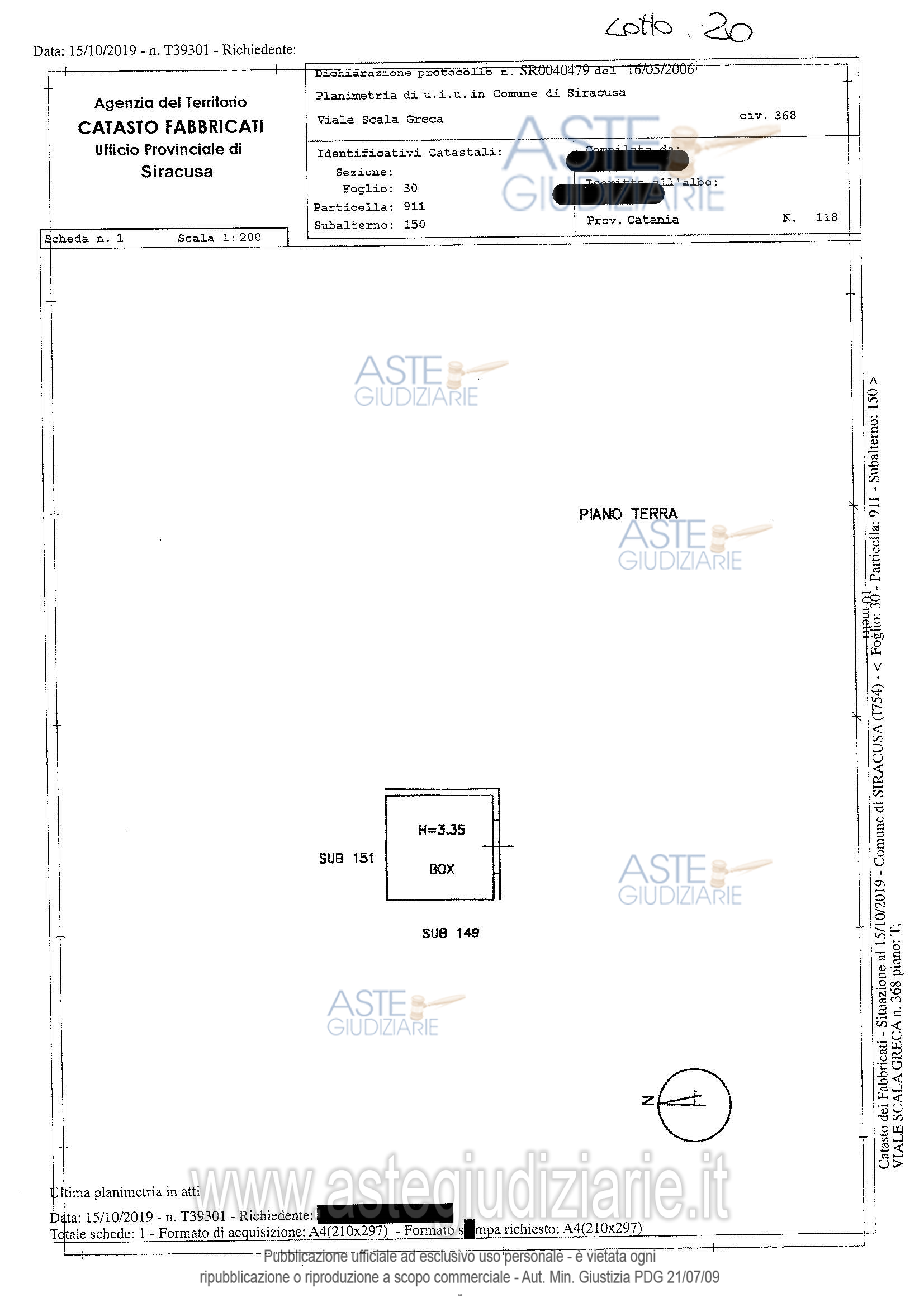 Planimetria del bene
