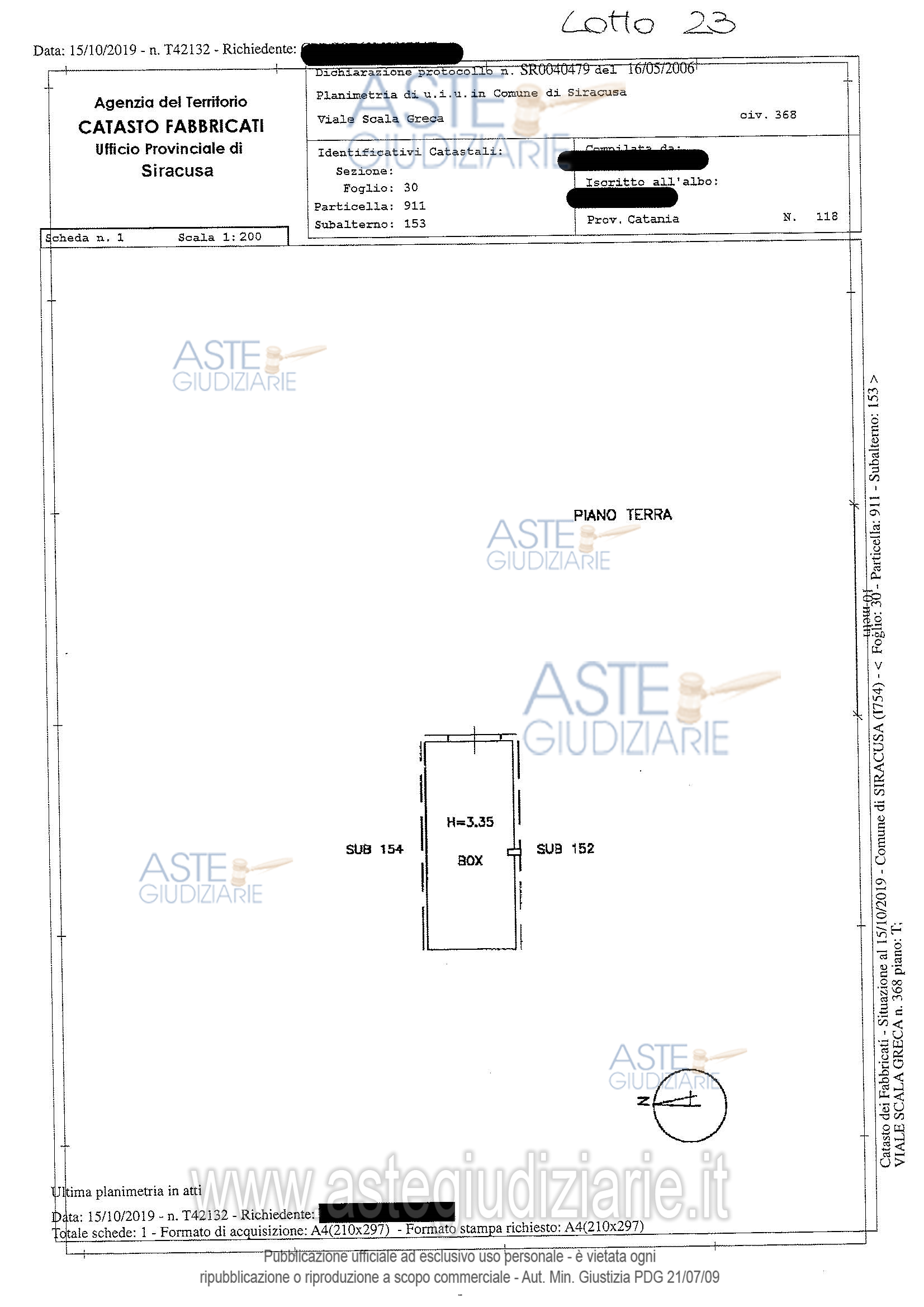 Planimetria del bene