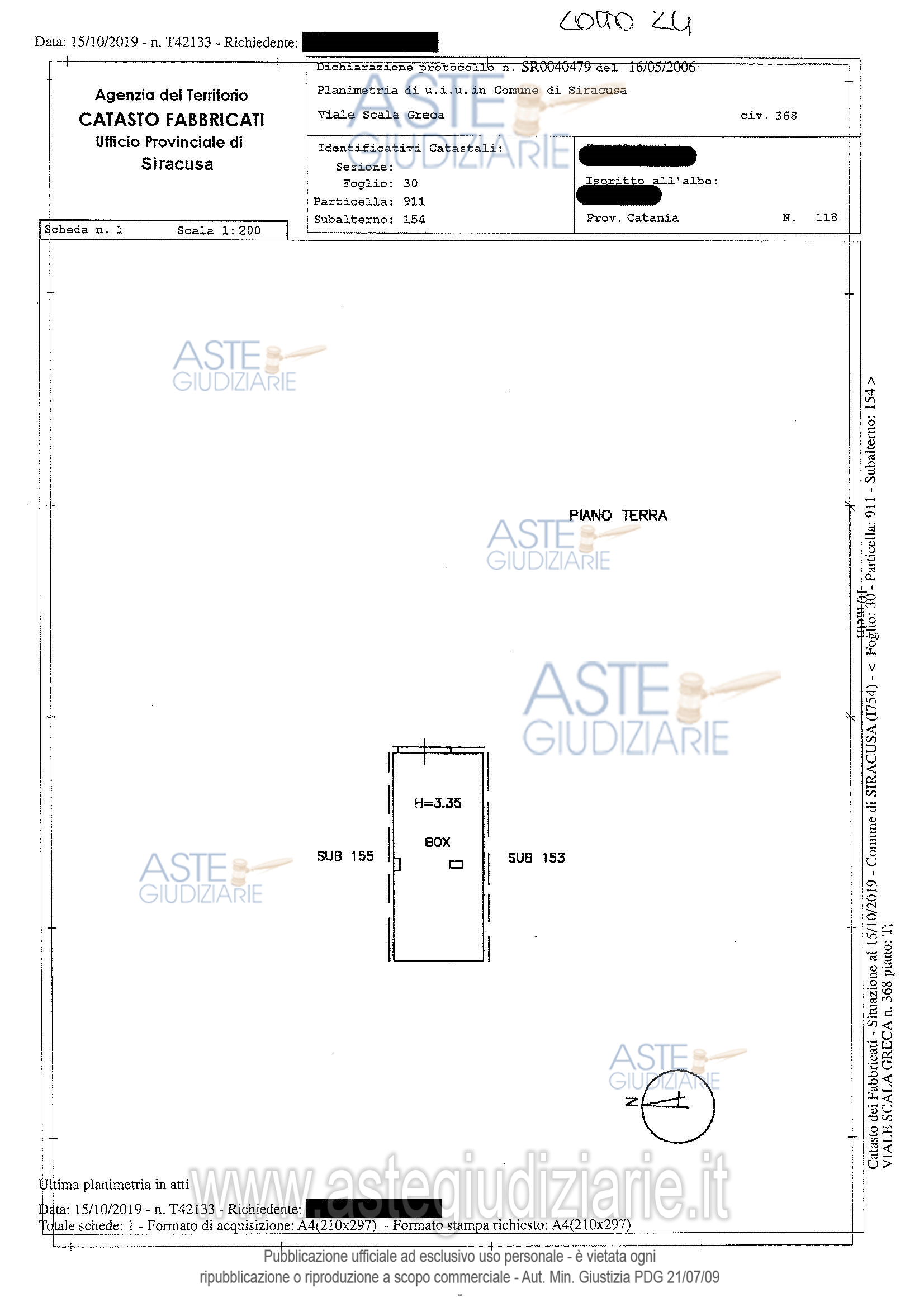 Planimetria del bene