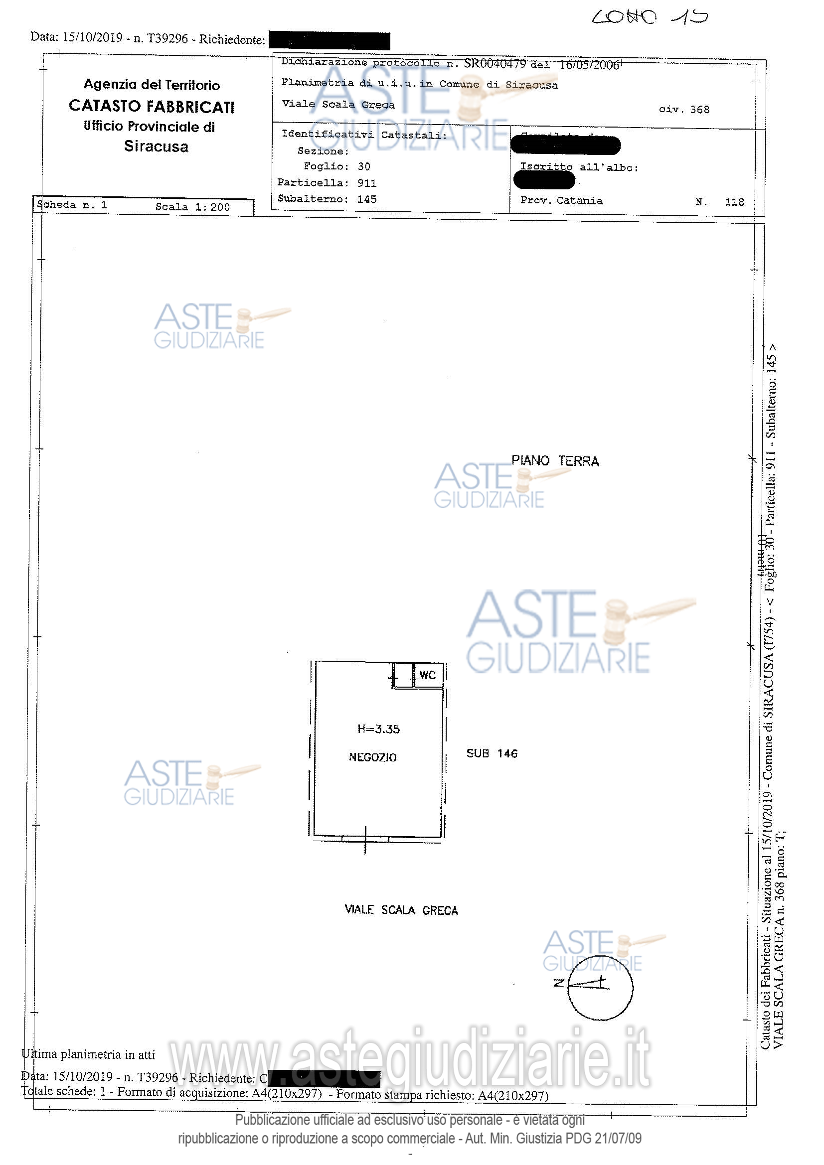 Planimetria del bene