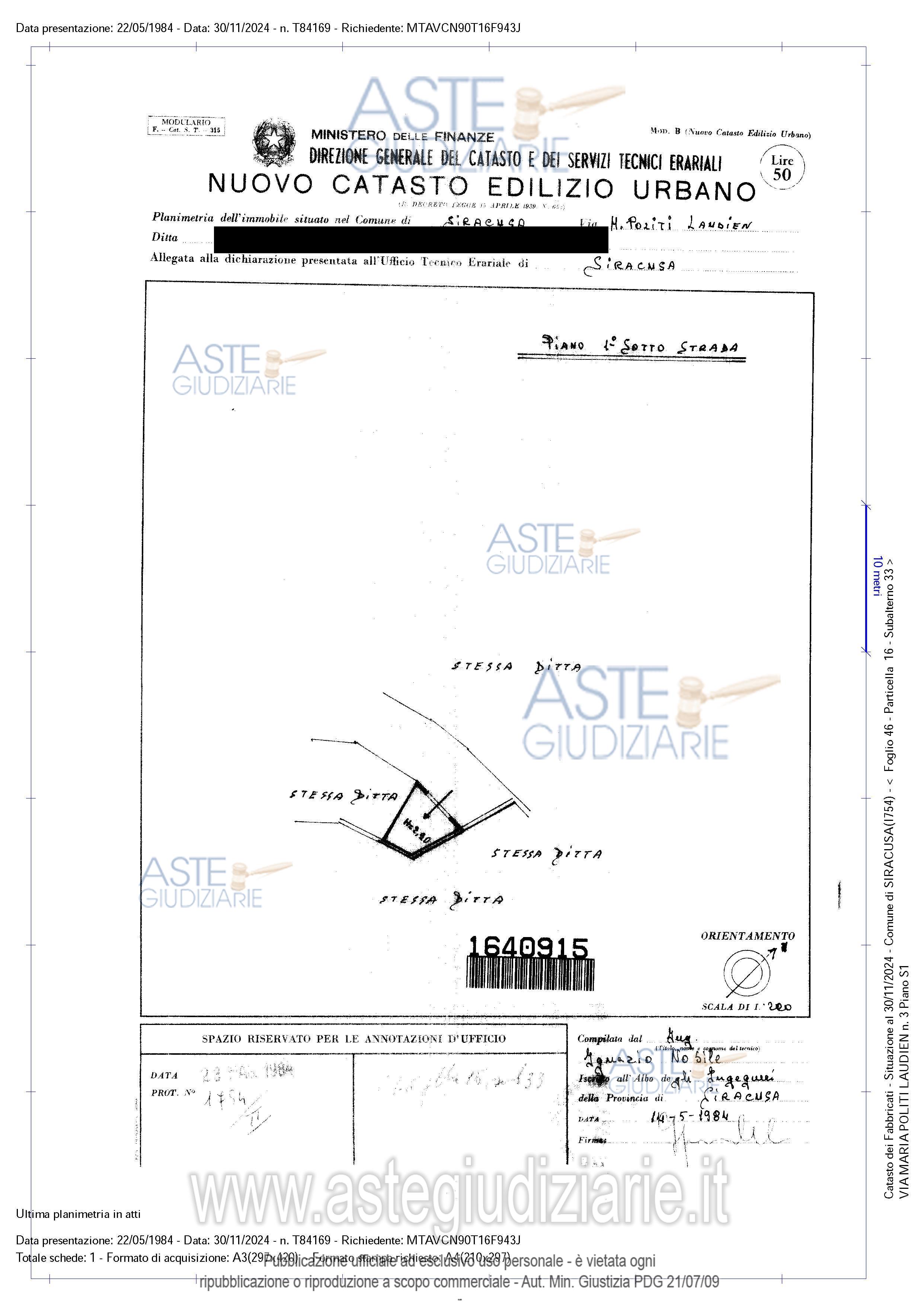 Planimetria del bene