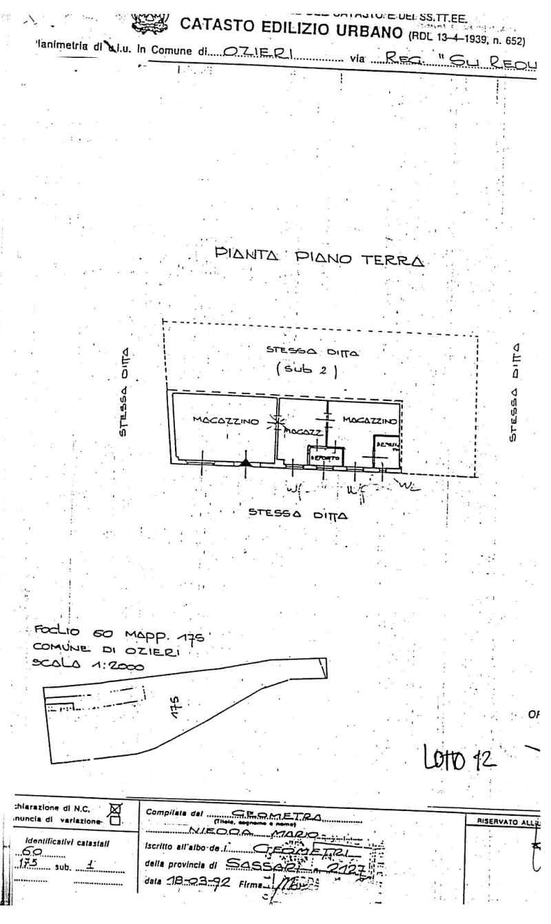 Planimetria del bene