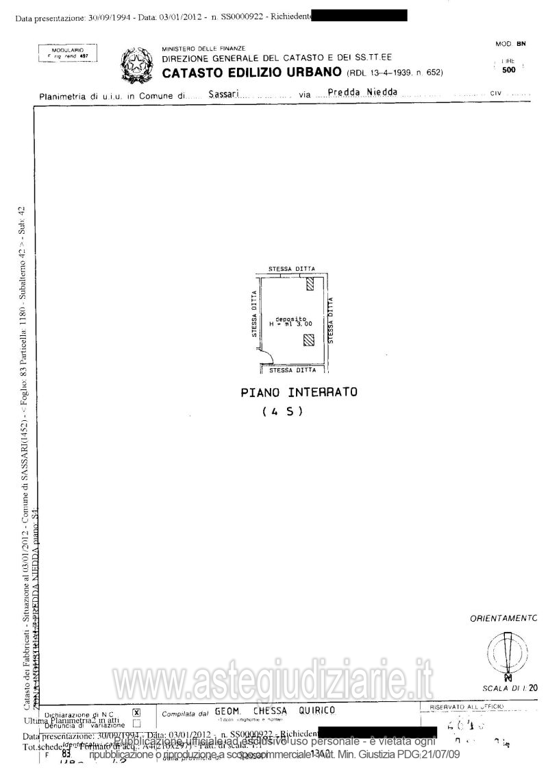 Planimetria del bene