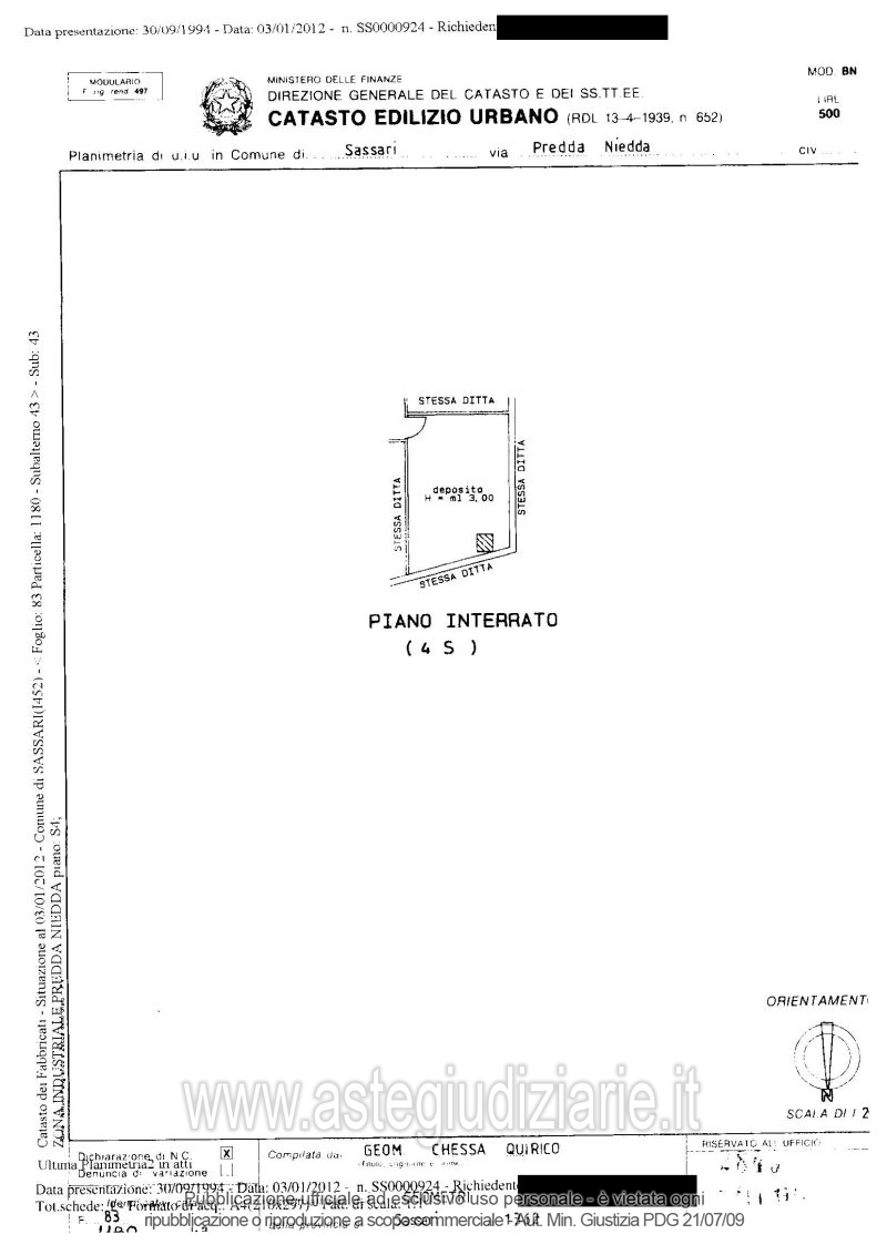 Planimetria del bene